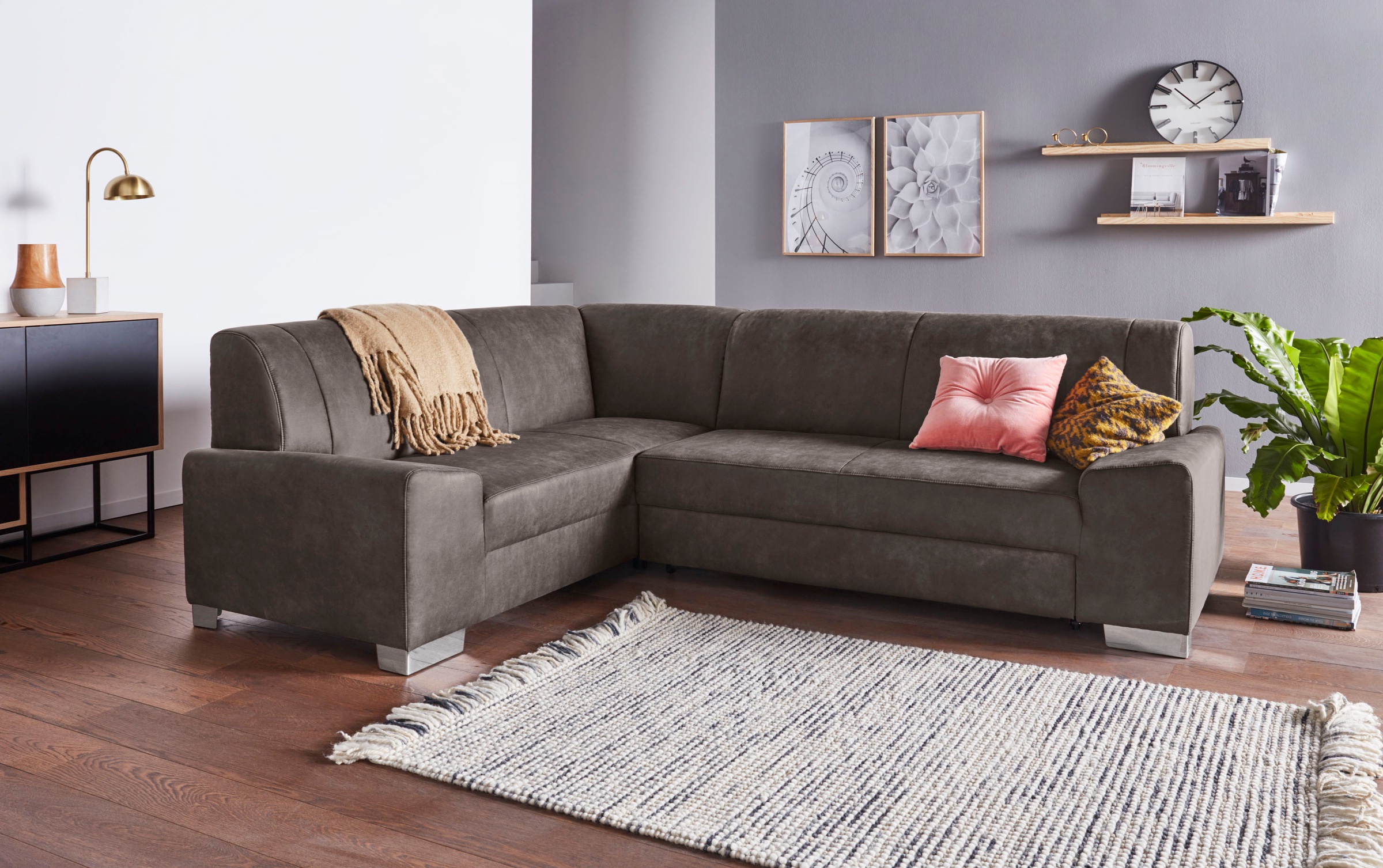DOMO collection Ecksofa "Anzio in kubischer Formensprache, flache Armlehnen günstig online kaufen