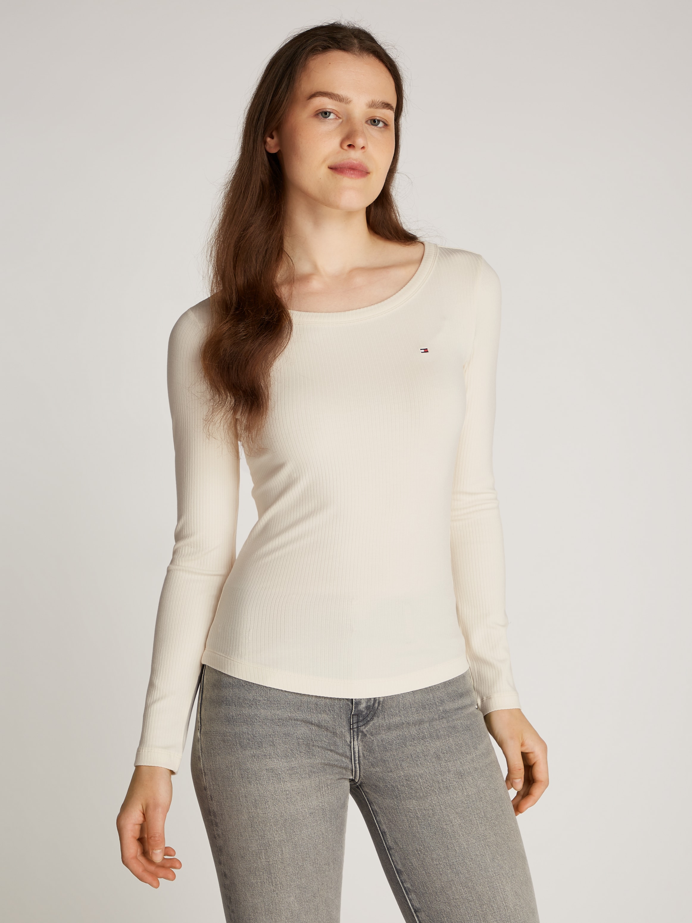 Tommy Hilfiger Langarmshirt "SLIM 5X2 RIB O-NK LS", mit Struktur günstig online kaufen