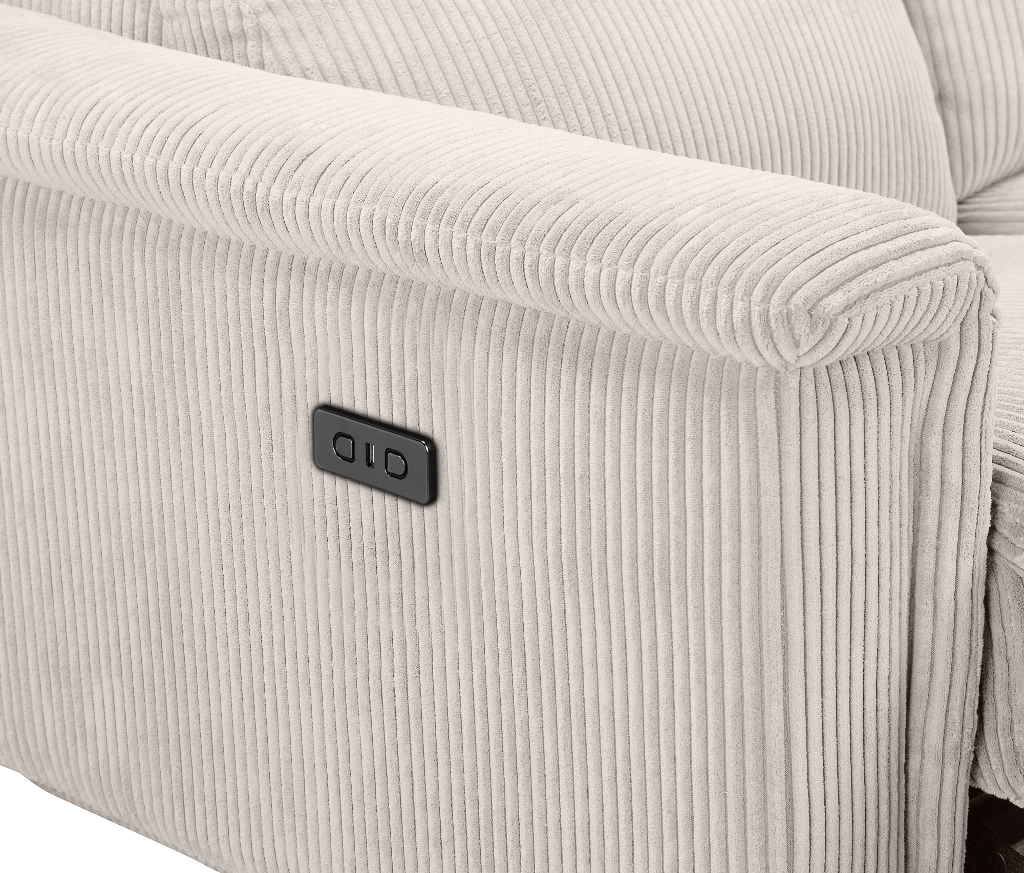 Places of Style 3-Sitzer »Lund Cord, mit manueller o. elektrischer Relaxfunktion in 2 Sitzen,«, USB-A, Kopfteilverstellung, Breite 222 cm