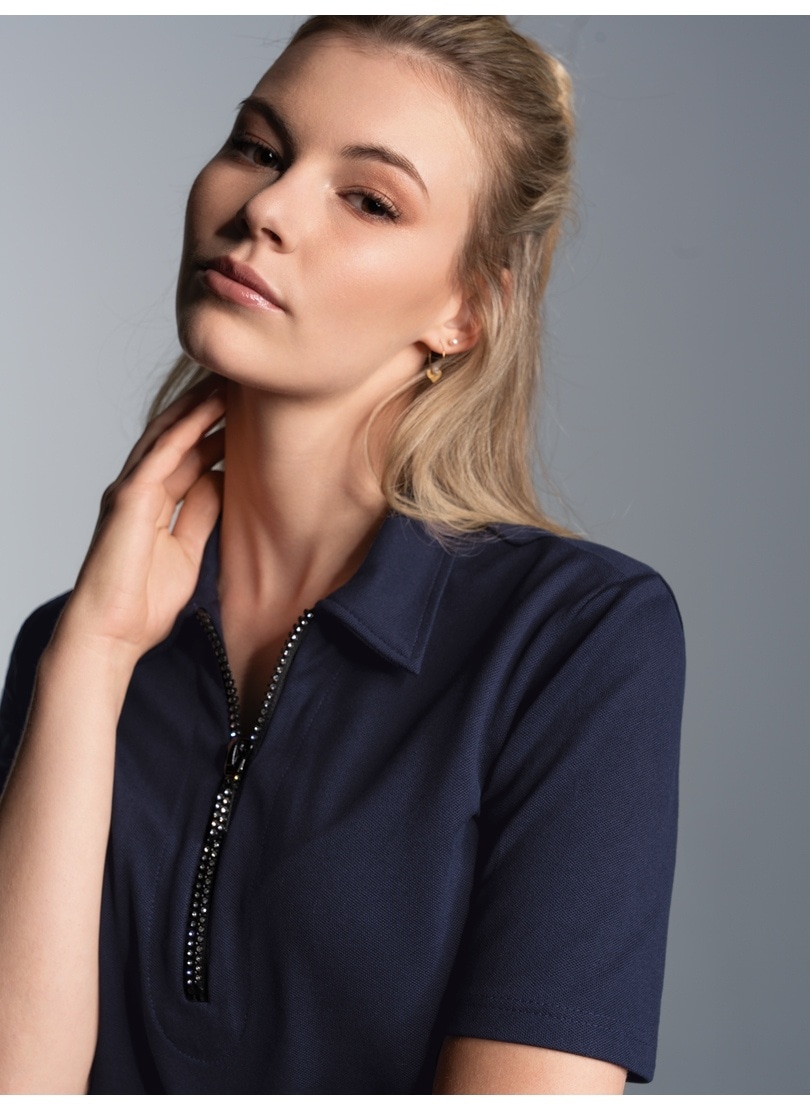Trigema Poloshirt "TRIGEMA Slim Fit Poloshirt mit Kristallsteinen" 1 Stk.