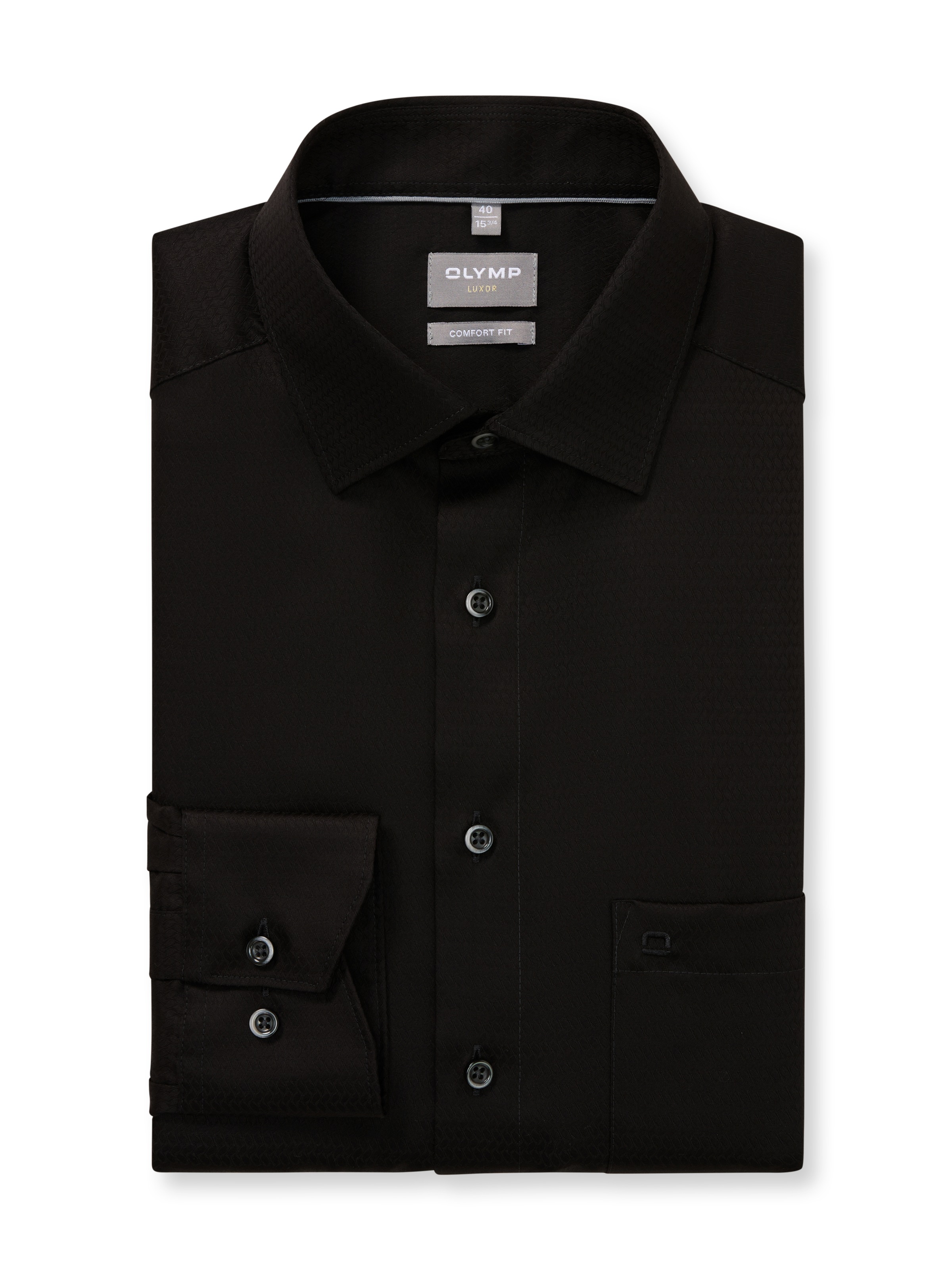 Thumbnail - OLYMP Langarmhemd "Luxor comfort fit" Struktur - Satin, comfort fit, Businesshemd, New-Kentkragen