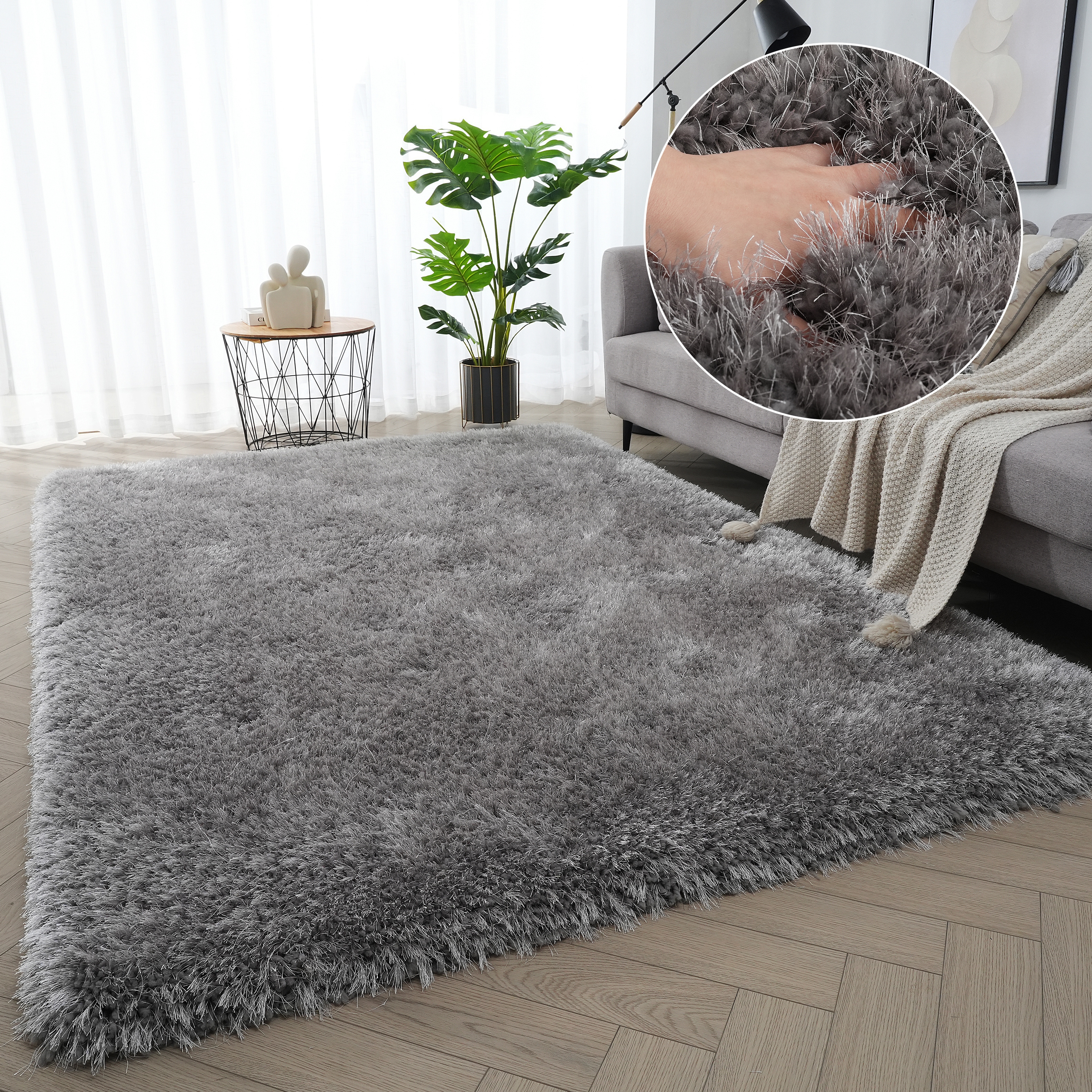 OTTO home Hochflor-Teppich "Micro exclusiv Teppich, sehr hoher Flor, weich durch Mikrofaser" rechteckig 78 mm Höhe sehr weich, flauschig, uni, Wohnzimmer, Schlafzimmer