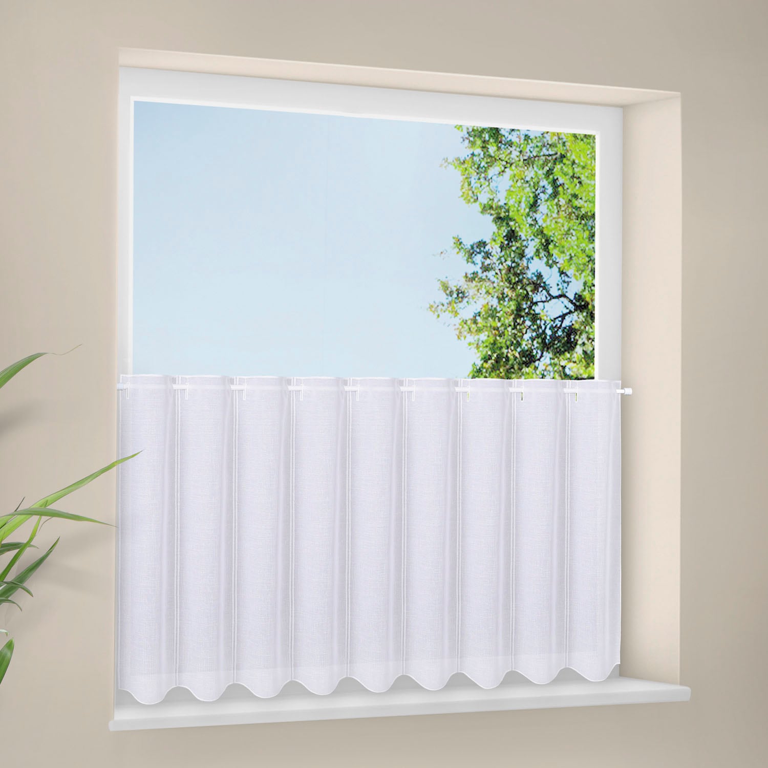 Gerster Scheibengardine "Delia" Durchzuglöcher 1 Stk. tlg. Unifarbener Pann günstig online kaufen