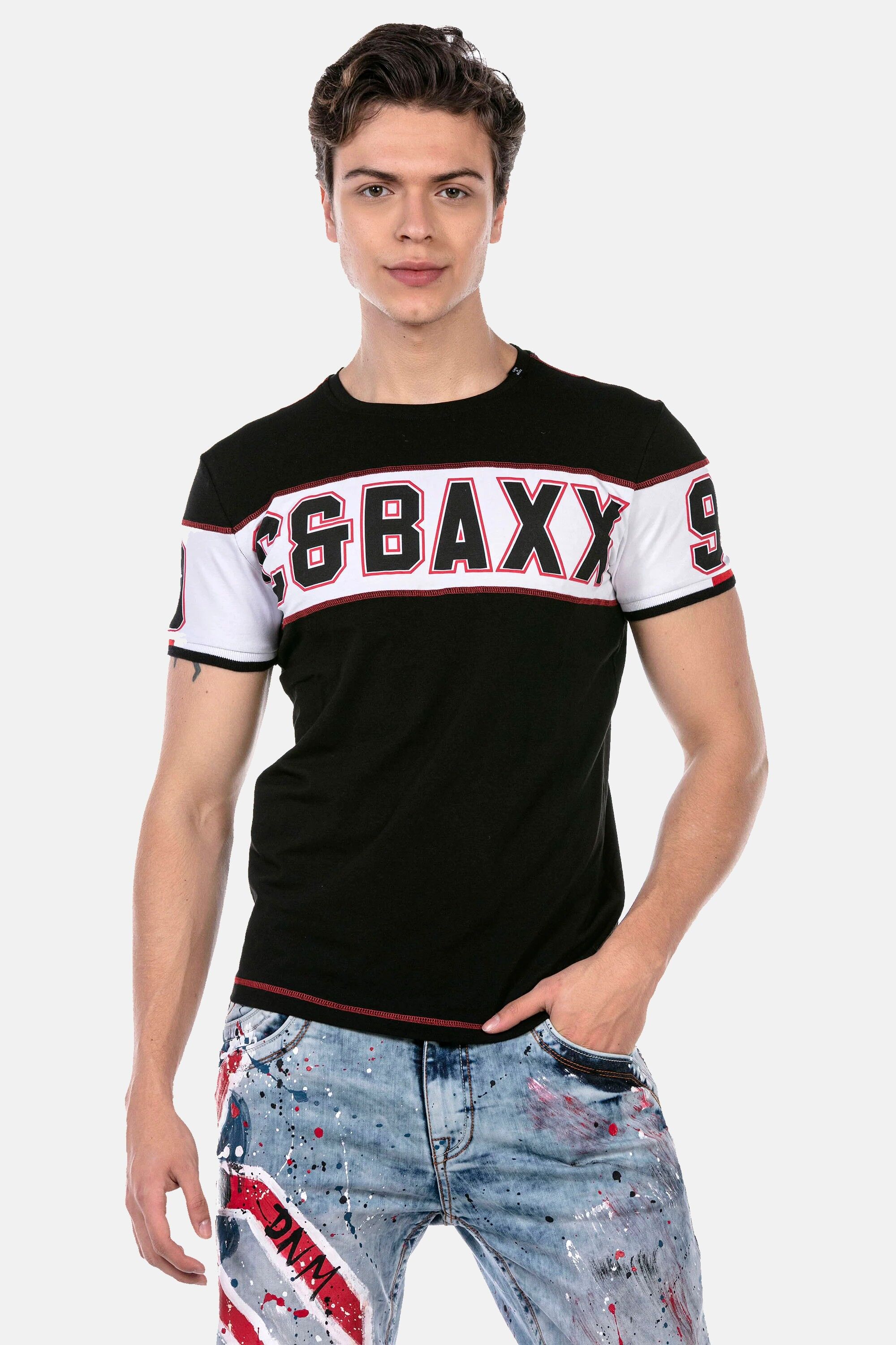 Cipo & Baxx "T-Shirt" modischer Markenprint als Highlight