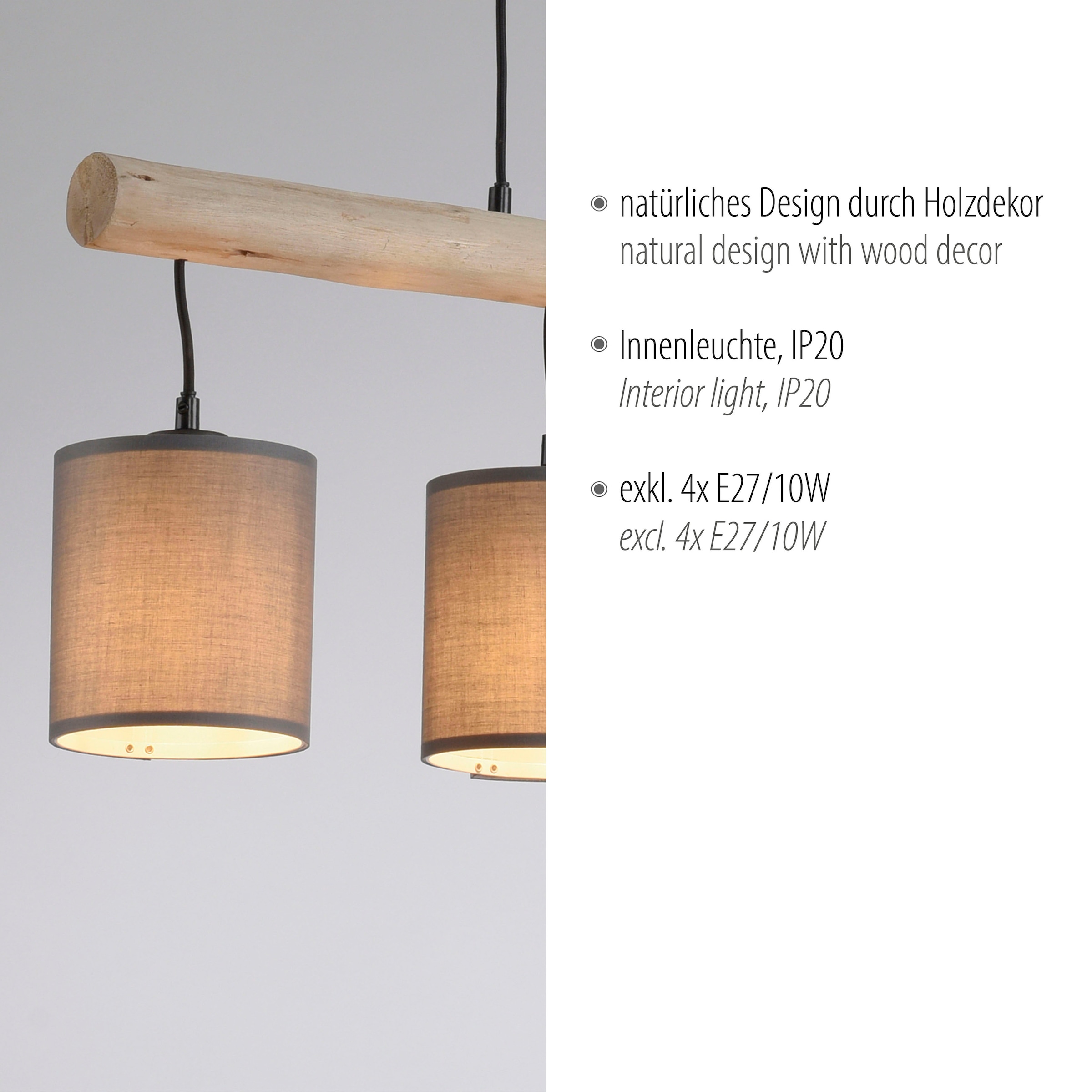 JUST LIGHT Pendelleuchte »GREEN TRIB«, 4 flammig, Leuchtmittel E27 | ohne Leuchtmittel