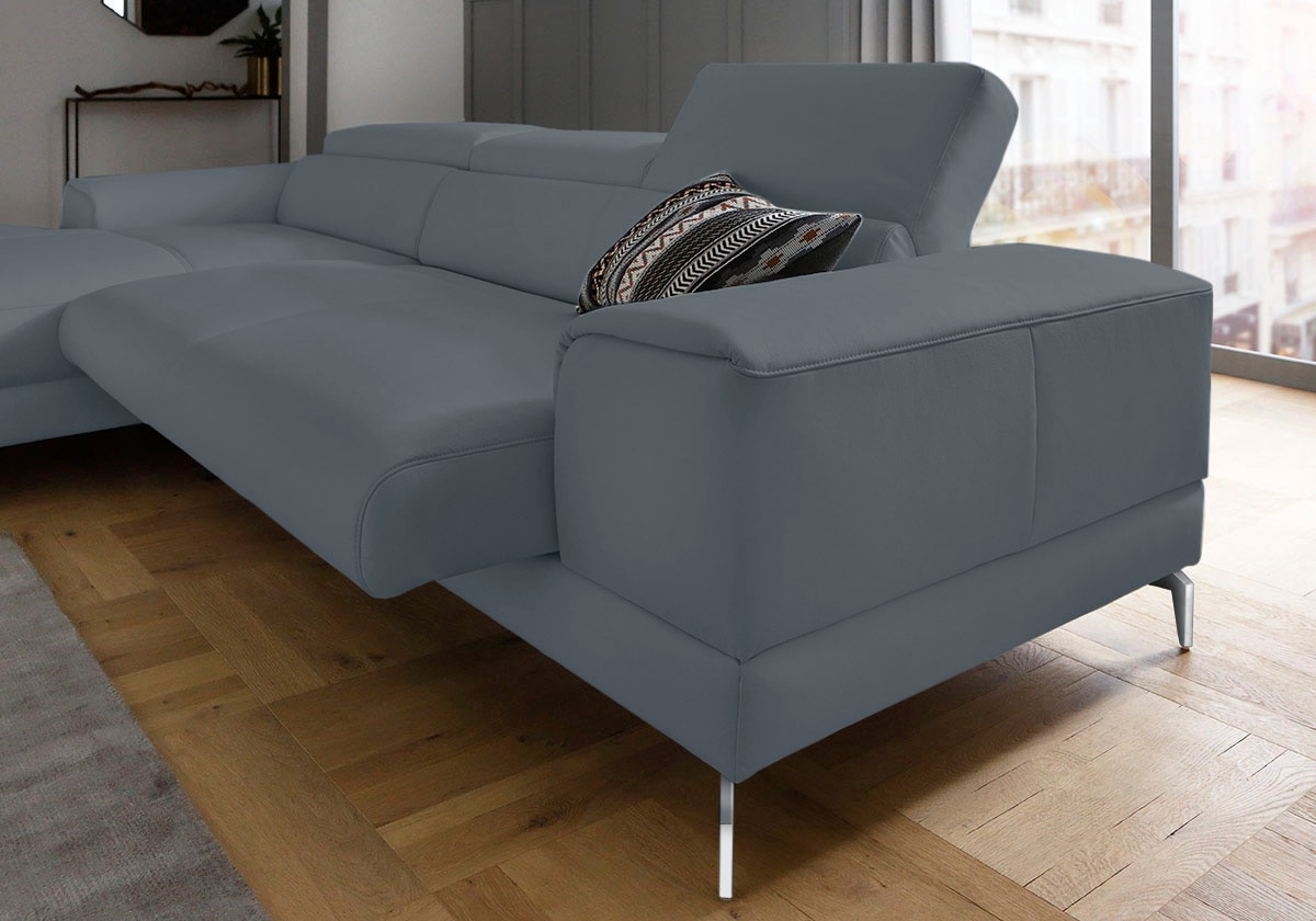 W.SCHILLIG Ecksofa »piedroo, Designsofa mit tollem Sitzkomfort, bequem und elegant, L-Form«, Kopfteilverstellung, wahlweise mit Sitztiefenverstellung, Breite 303cm