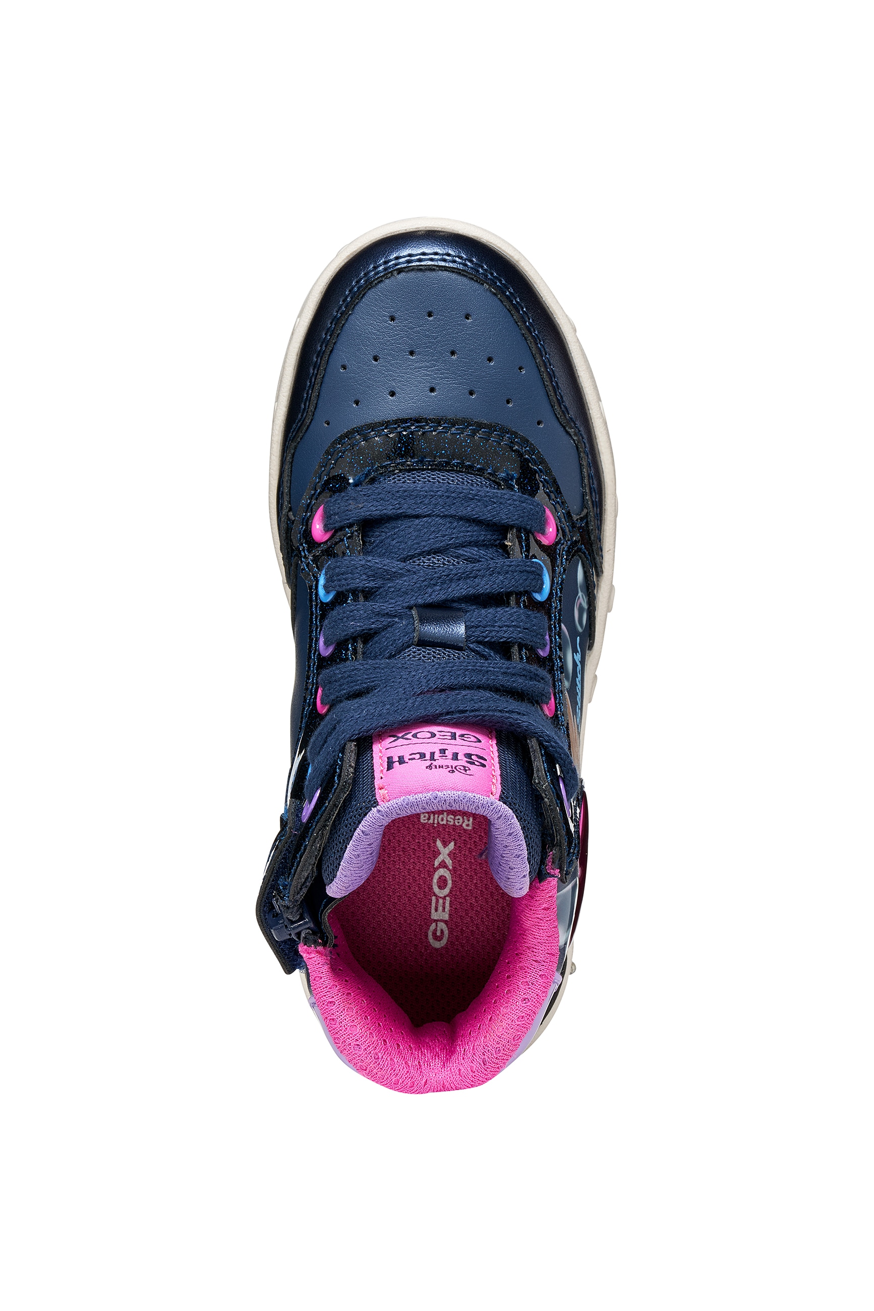 Geox Sneaker »J SKYLIN GIRL - Blinkschuh«  Schnürboots mit Stitch-Motiv, Größenschablone zum Download