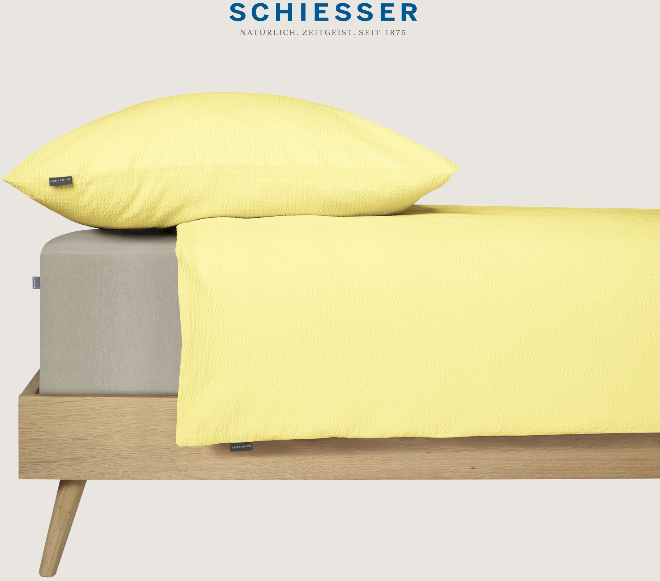 Schiesser Bettwäsche »Laura aus Baumwoll-Seersucker in zarten Farbtönen«, Made in Green