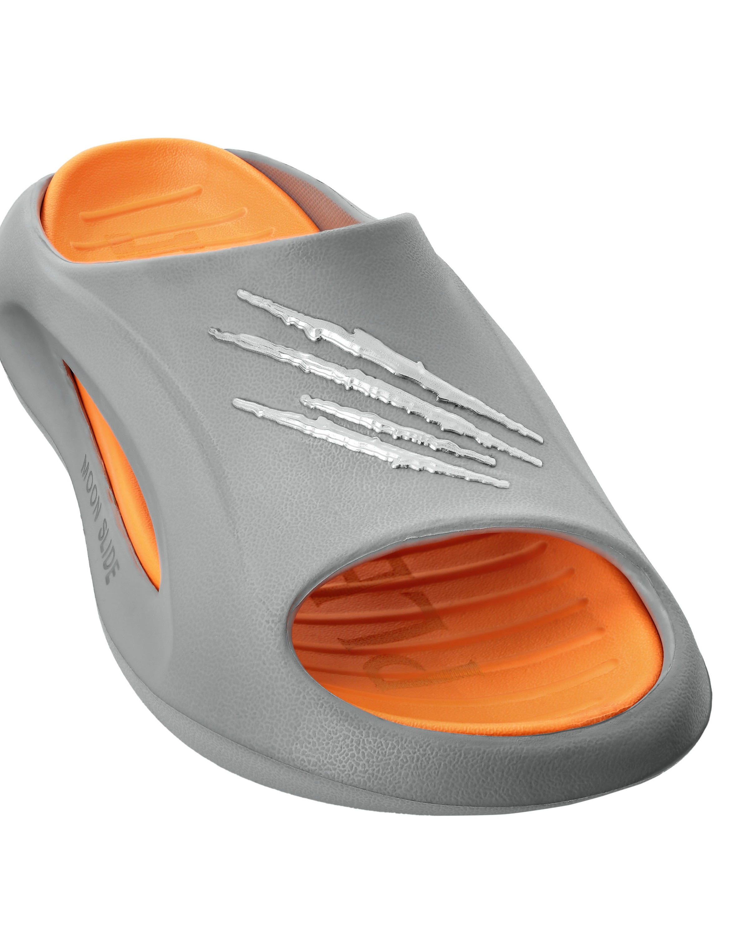 Strandschuh PLEIN SPORT "Flache Gummisandalen", Damen, Gr. 42-43, Normalschaft, orange (8610, orange fluo, grau), Schuhe Strandschuh 3