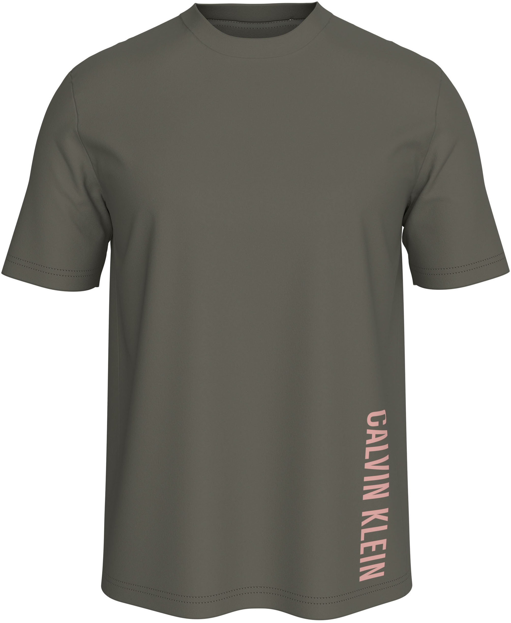 T-Shirt, Damen, Gr. L (52), brush grün, Web, Obermaterial: 57% Baumwolle, 38% Polyester, 5% Elasthan, CALVIN KLEIN SWIMWEAR, unifarben, regular fit normal, Rundhals, eingesetzt abgesteppte Kante, Shirts T-Shirt, Regular fit mit Rundhalsausschnitt