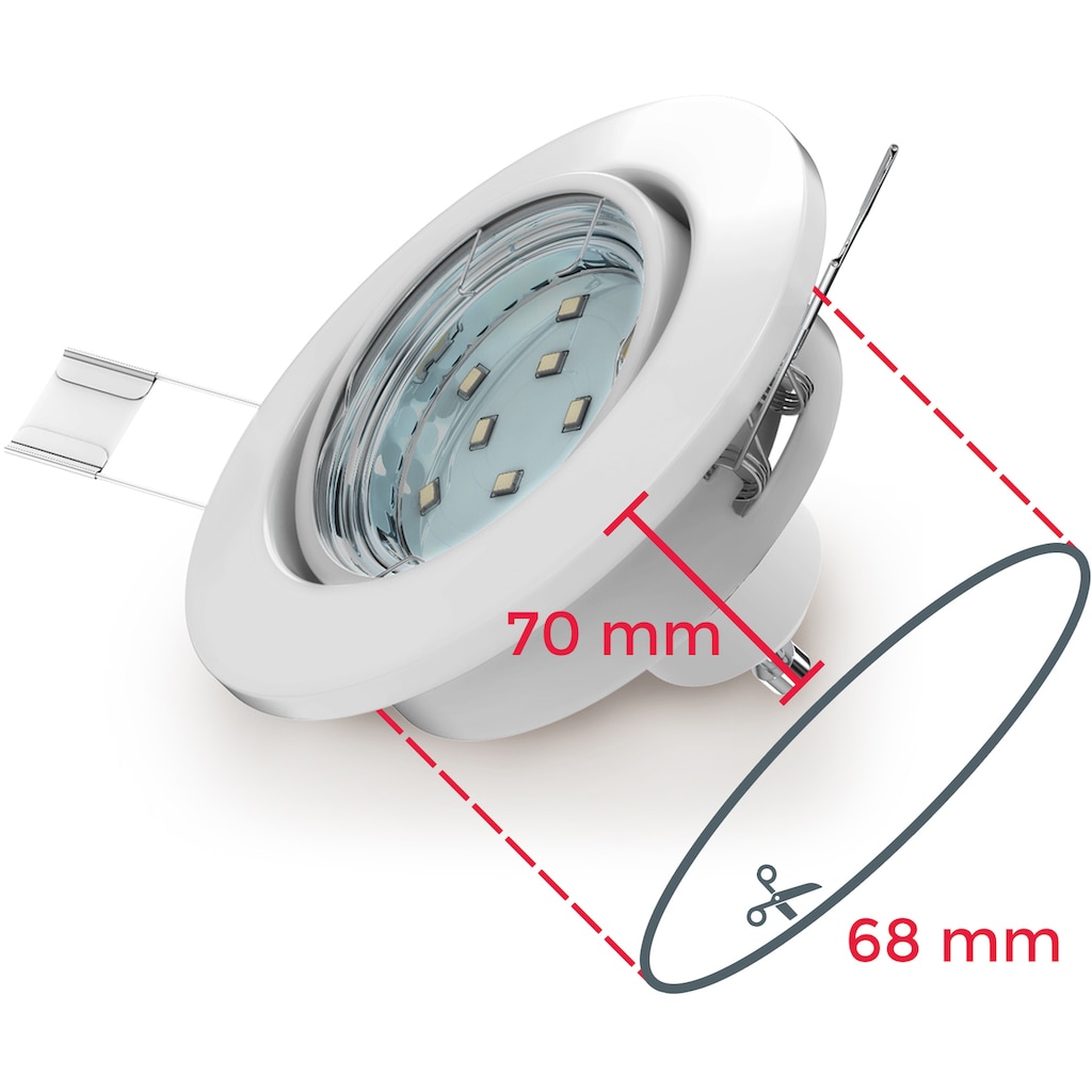 B.K.Licht LED Einbauleuchte »Hila«, 6er-Set, inkl. GU10 LED-Leuchtmittel, Leuchtenkopf schwenkbar, Schutzart IP23