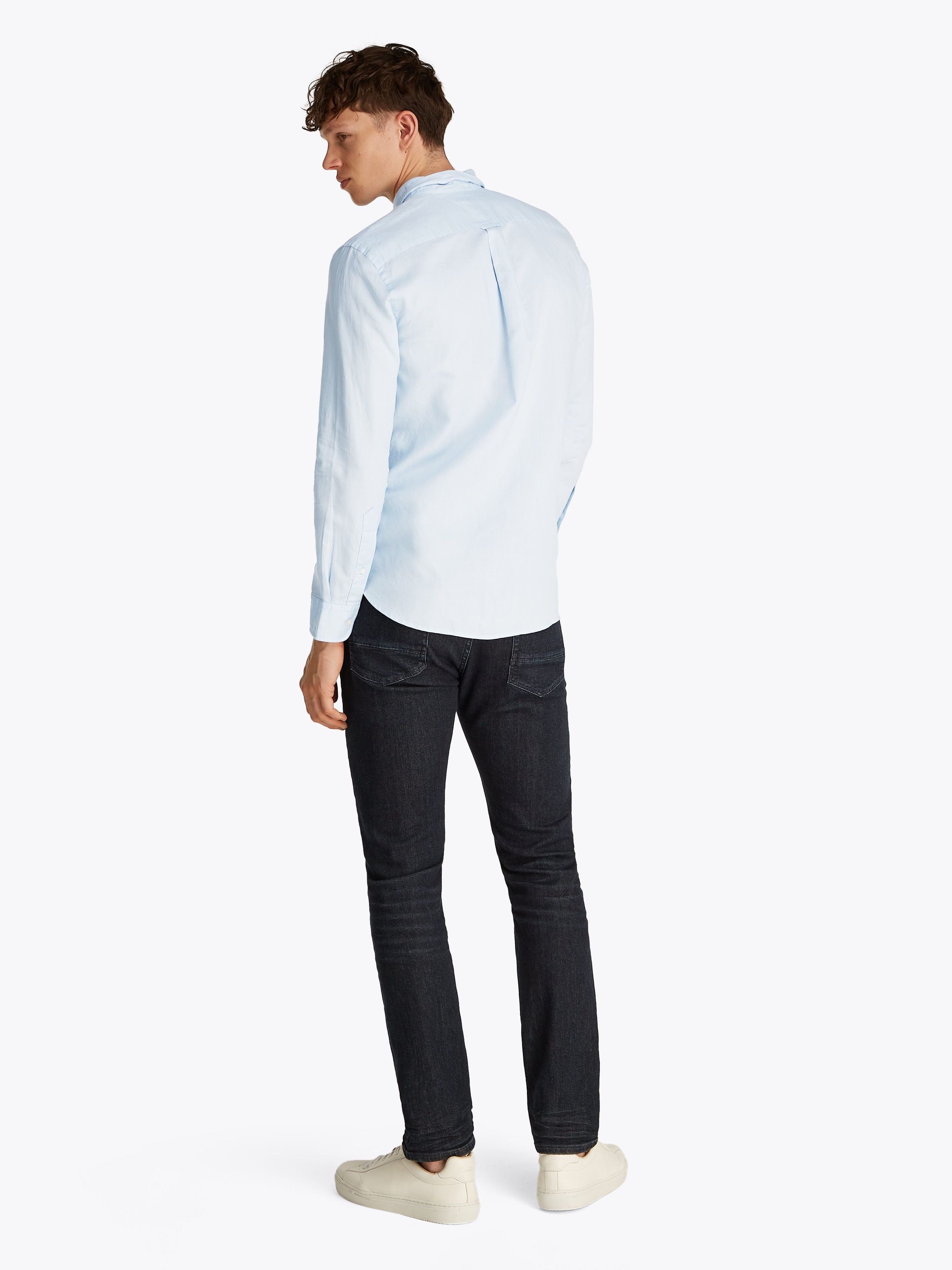 Tommy Hilfiger Langarmhemd »LINEN BLEND SOLID RF SHIRT«, mit Button-down-Kragen