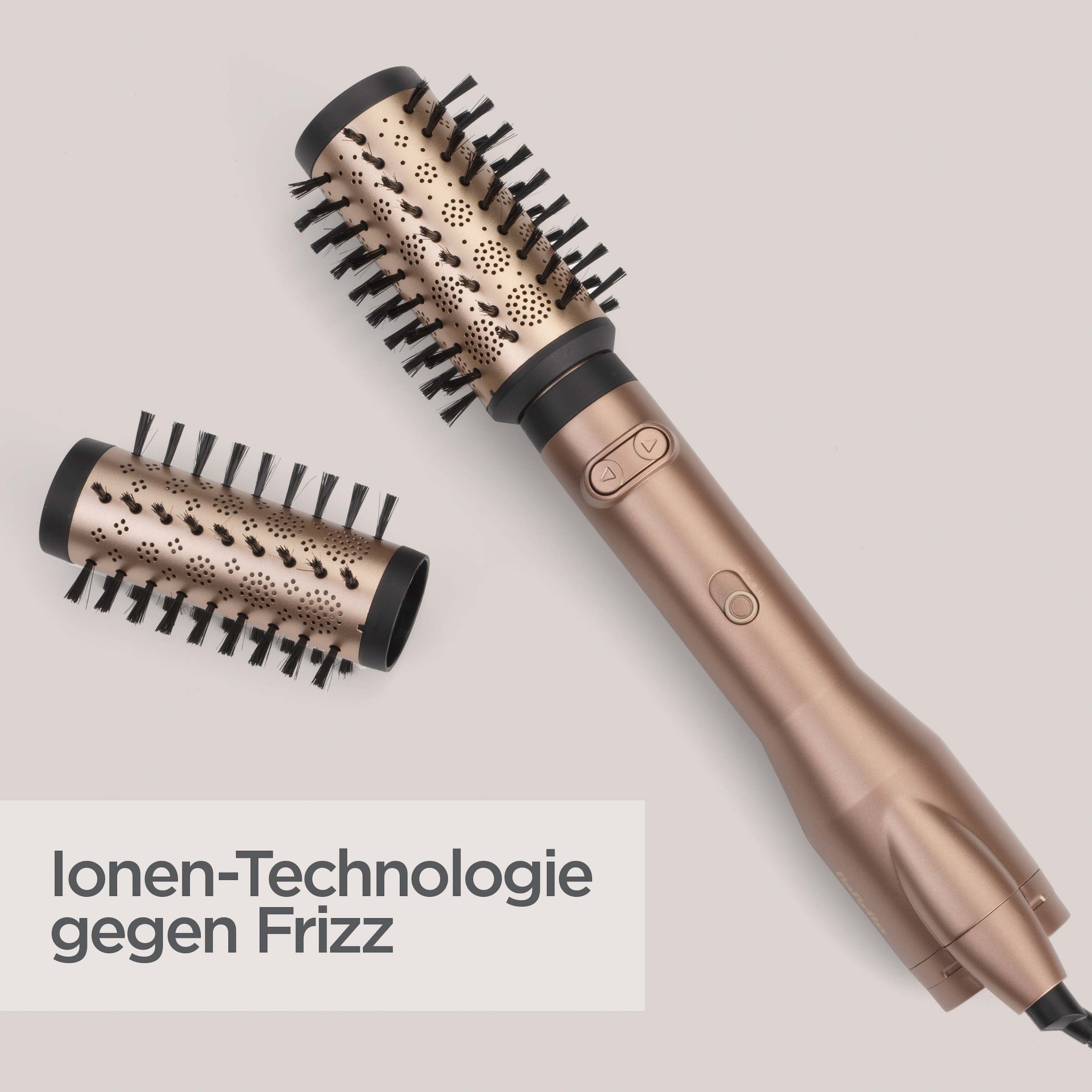 BaByliss Warmluftbürste »Big Hair Dual Warmluftbürste rotierend,  AS952E« 2 Aufsätze Rotierender Rundbürstenföhn mit Ionen, 2 Aufsätze für Volumen, 650 W