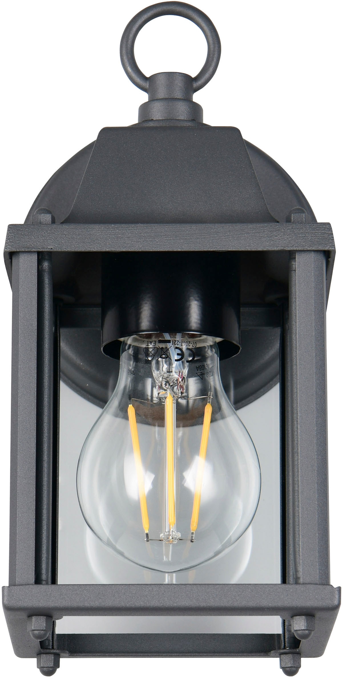 TRIO Leuchten Außen-Wandleuchte »MIRANDE, Hauswand Leuchte Laterne mit Glasschirm, exkl 1x E27 max 40W«, 1 flammig, Leuchtmittel E27 | Leuchtmittel wechselbar, IP23, Outdoor Wandlampe für wechselbare Leuchtmittel Höhe 23cm