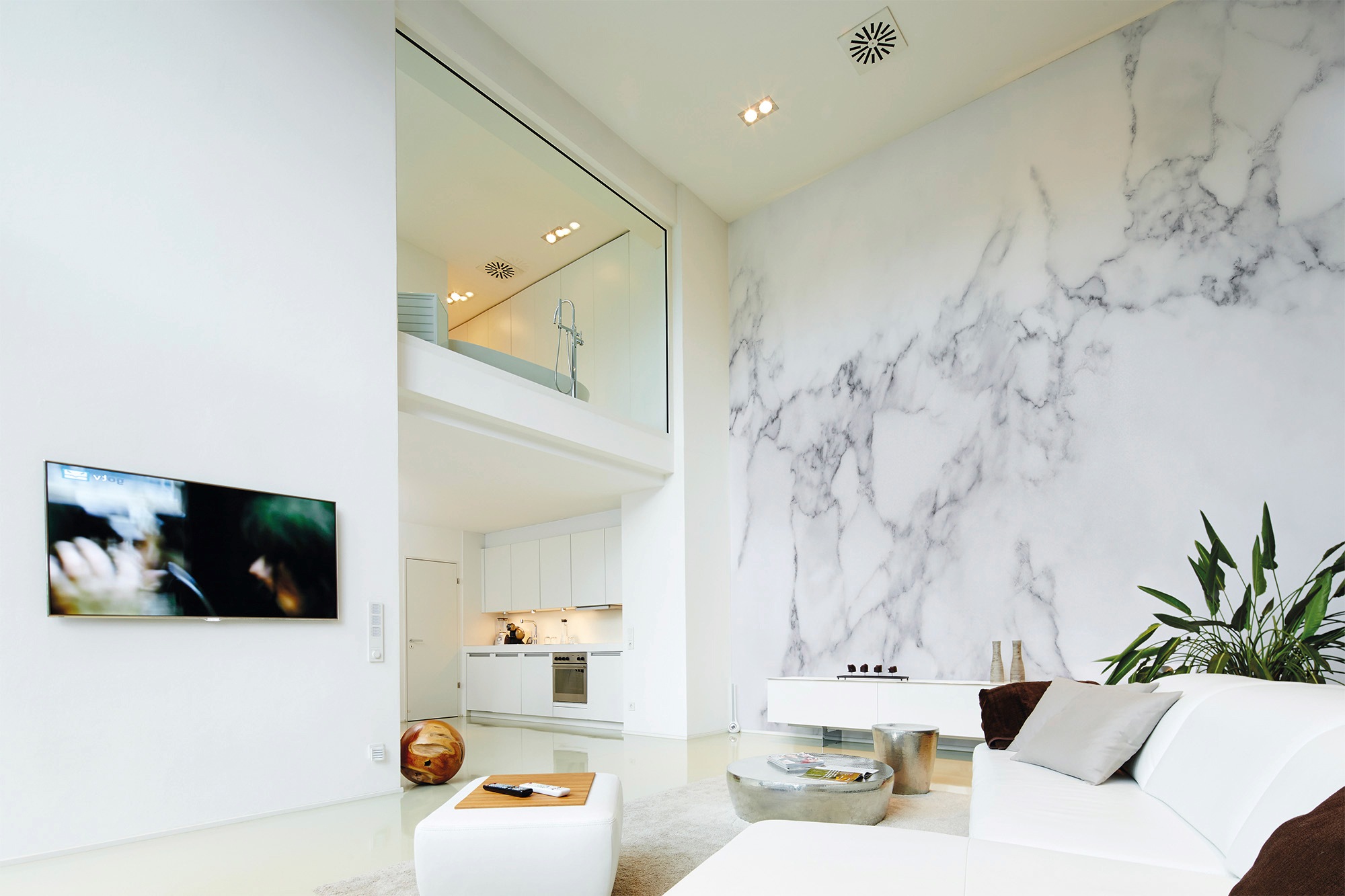 living walls Fototapete »Designwalls White Marble 1«, Vlies, Wand, Schräge, Decke