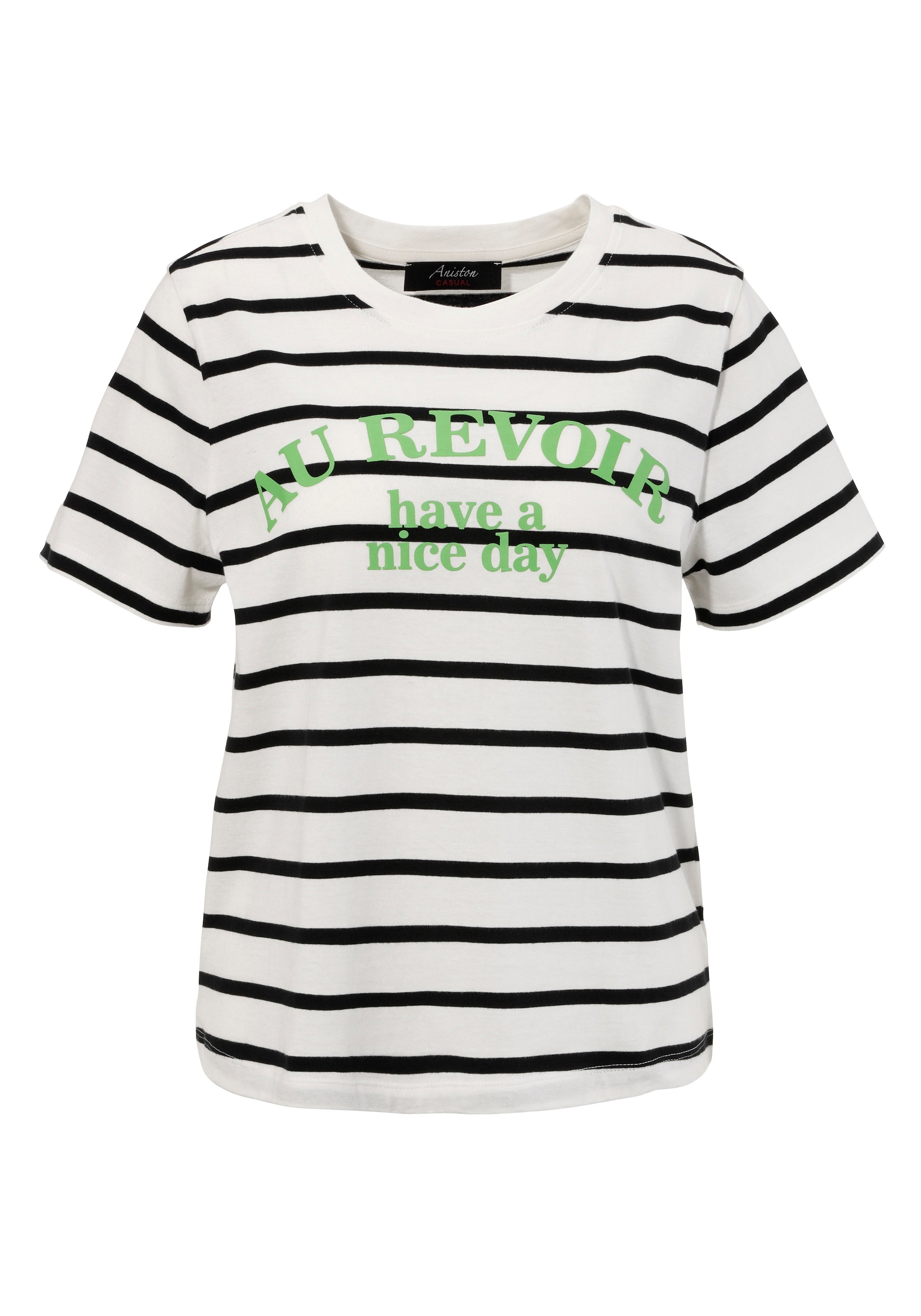 Aniston CASUAL T-Shirt, im Streifen-Dessin mit Statement-Schriftzug