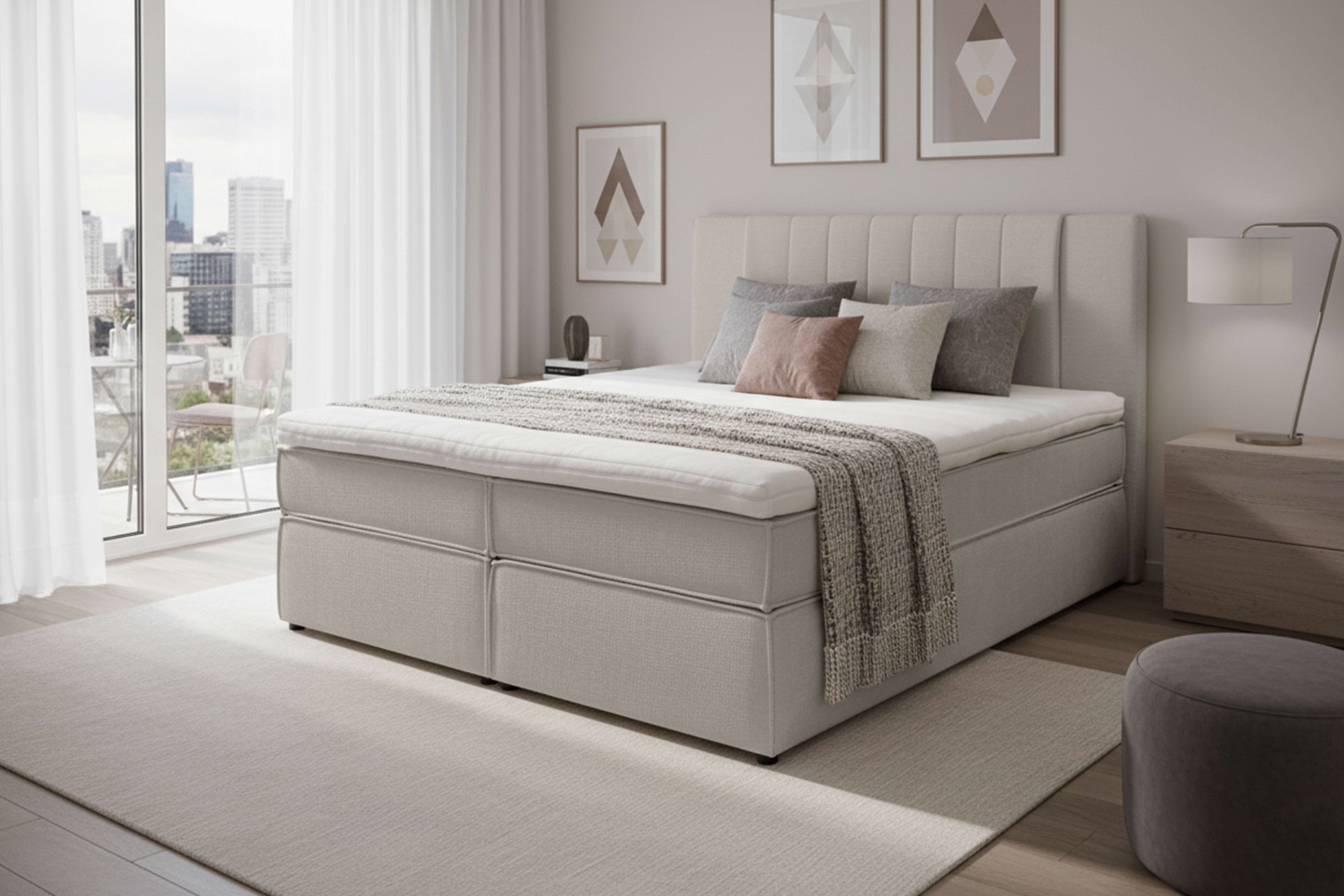 Home affaire "Bellissimo, Doppelbett, Polsterbett, Federkernbett, Komforbett" inkl. 9cm Topper, 5-Zonen-Taschen-Federkernmatratze, Härtegrad 3