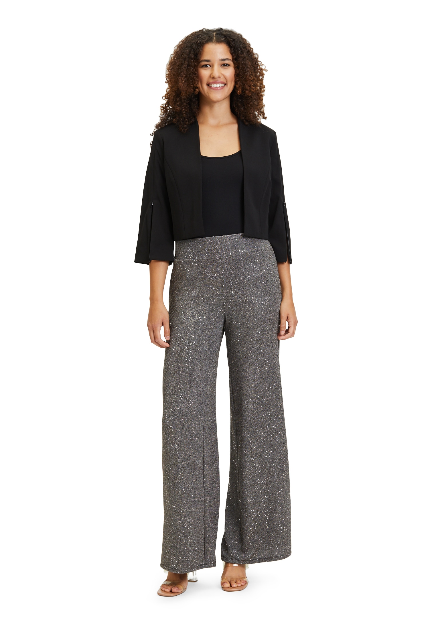 Vera Mont Stoffhose »Vera Mont Modern fit Hose mit weitem Bein«, Glitzer