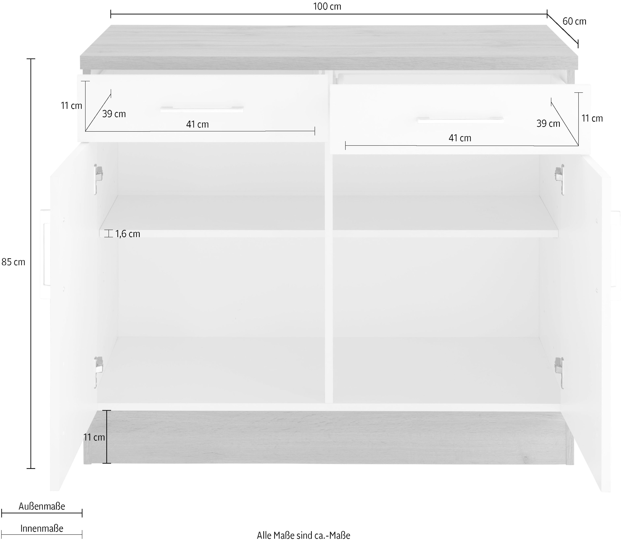 KOCHSTATION Unterschrank »KS-Colmar«, 100 cm, mit Metallgriff, für viel Stauraum