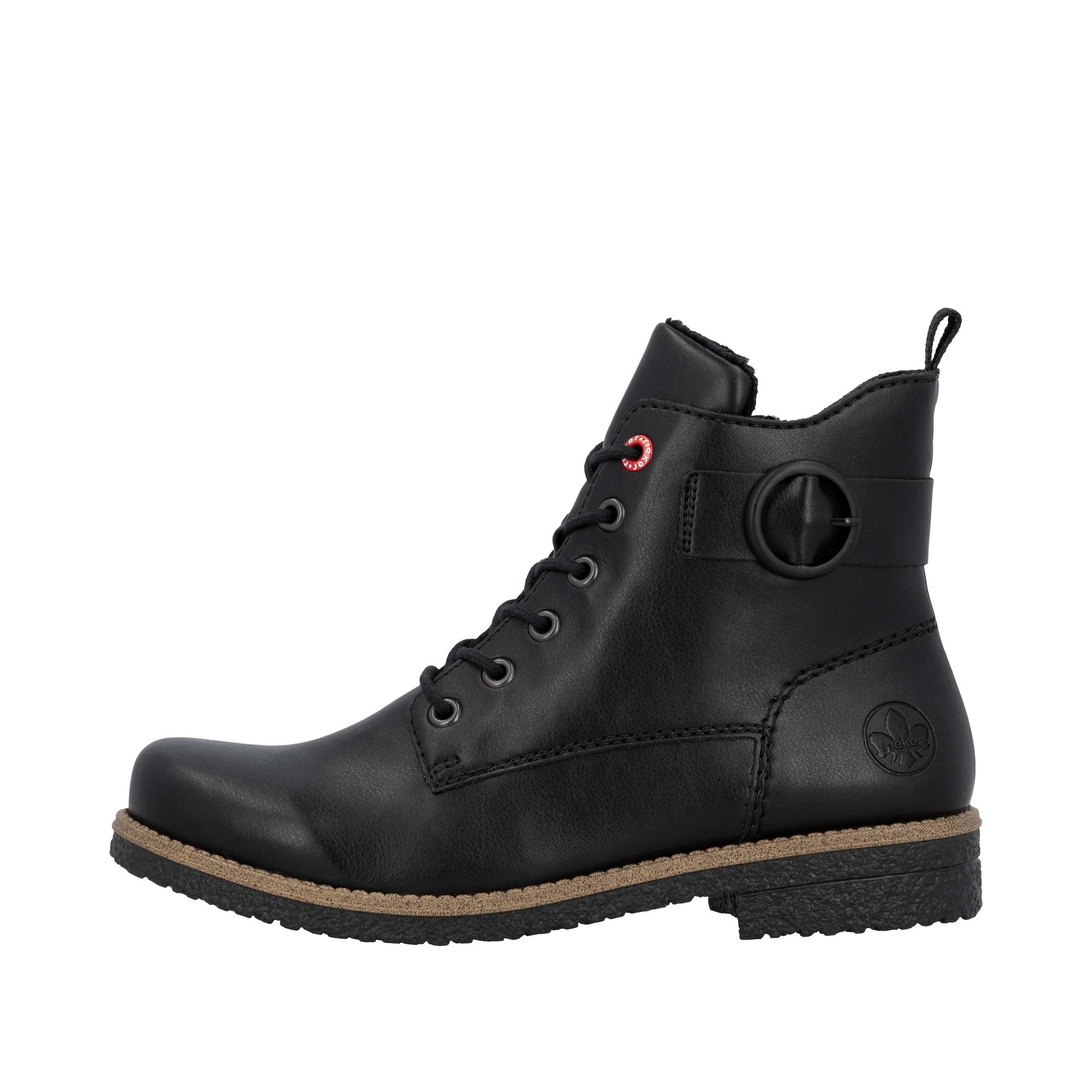 Rieker Schnürstiefelette, Schnürboots, Stiefelette, Blockabsatz mit dekorativer Zierschnalle