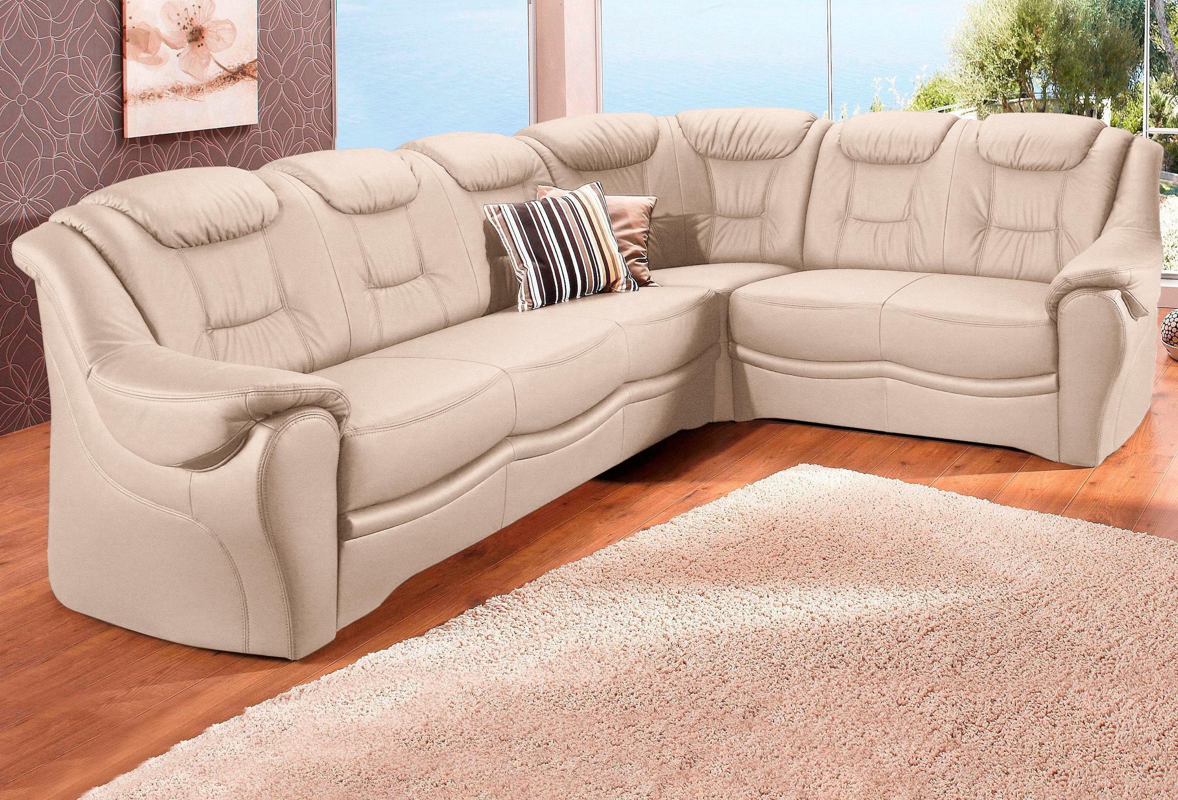 sit&more Ecksofa "Bellevue L-Form, B: 265 cm, Bettfunktion optional, Federkernpolsterung" Komfortable Sitzhöhe 44 cm, Liegefläche 120 x 198 cm bei Bettfunktion
