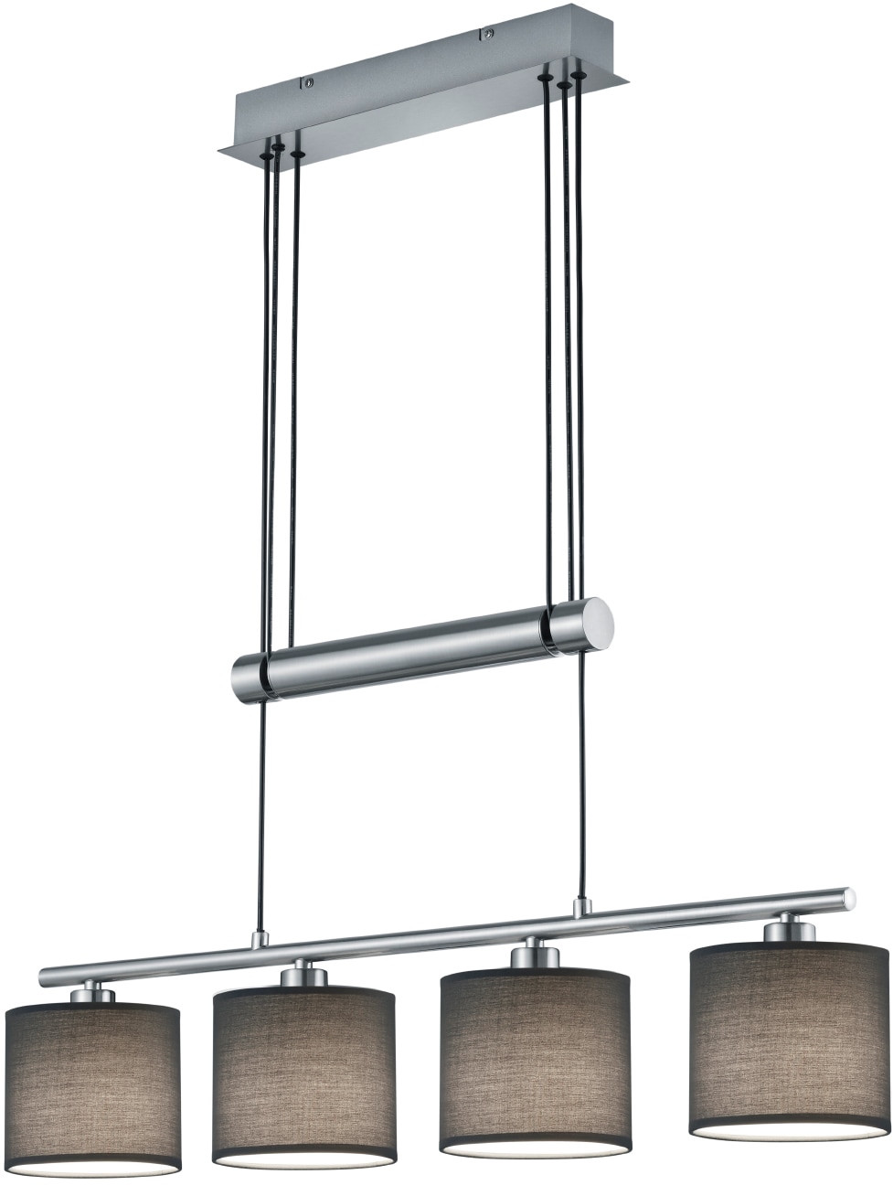 "TRIO LEUCHTEN Pendelleuchte ""Garda"", grau (grau, nickelfarben matt), 4, 1 Stk.,mit Leuchtmittel, 4mal E14 je 3,5 Watt und 320 Lumen, Leuchten