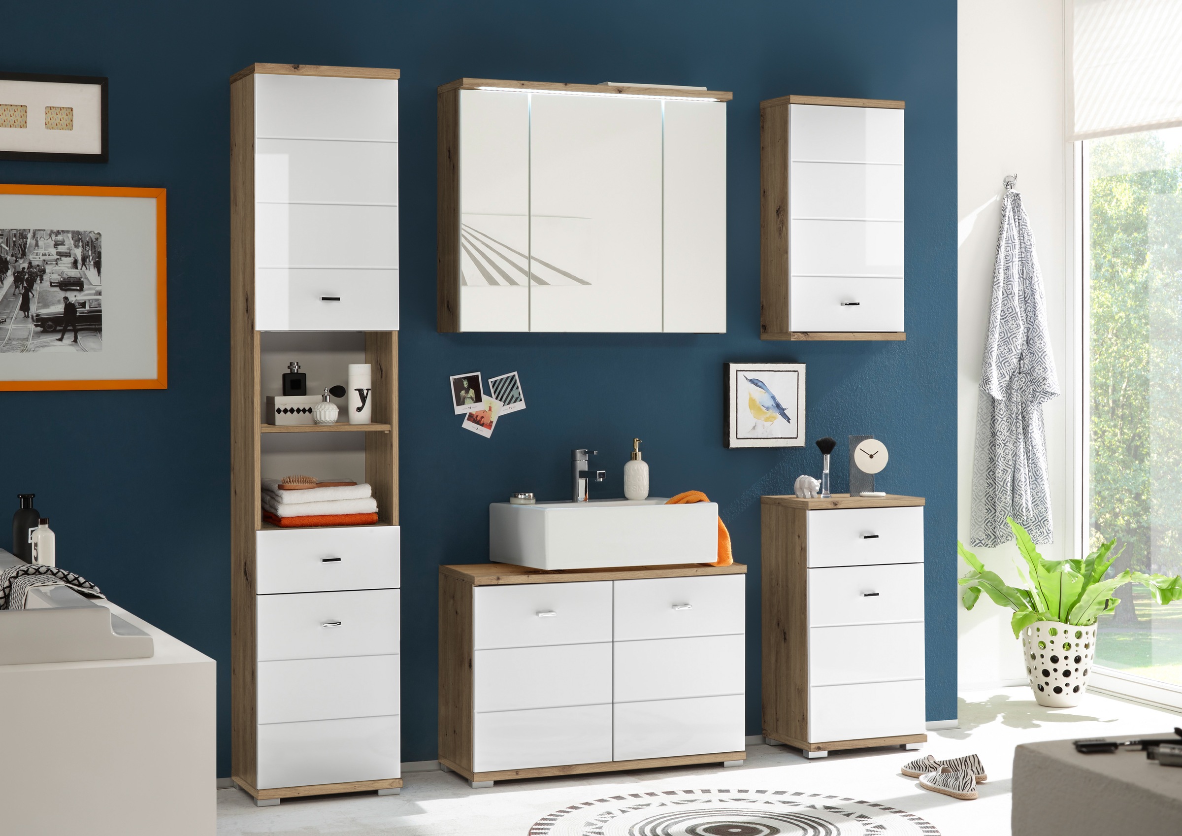 BASIC by Balculina Badmöbel-Set »Pool«, (5 St.), Breite 156 cm,Badezimmerset 5-tlg