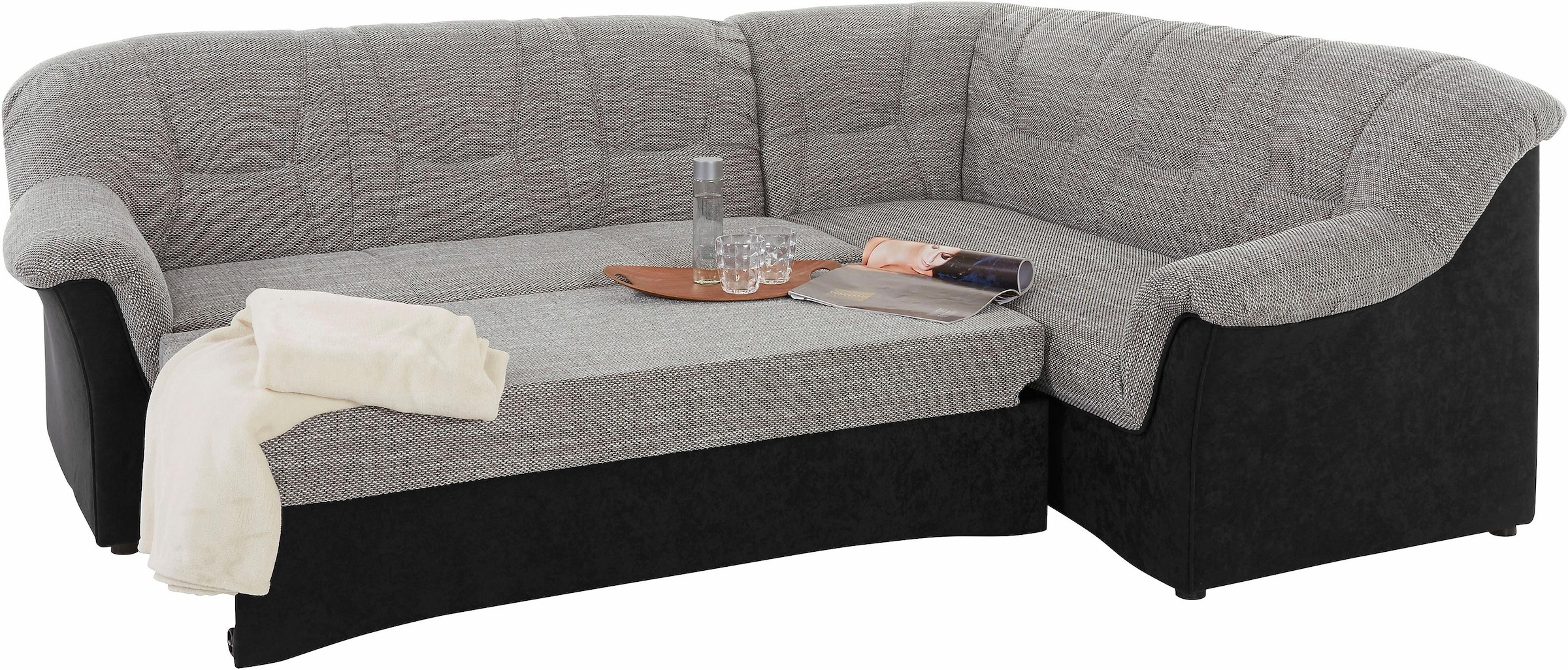 DOMO collection Ecksofa »Sarafina zeitlos und komfortabel, optional mit Federkern, L-Form«, wahlweise mit Bettfunktion