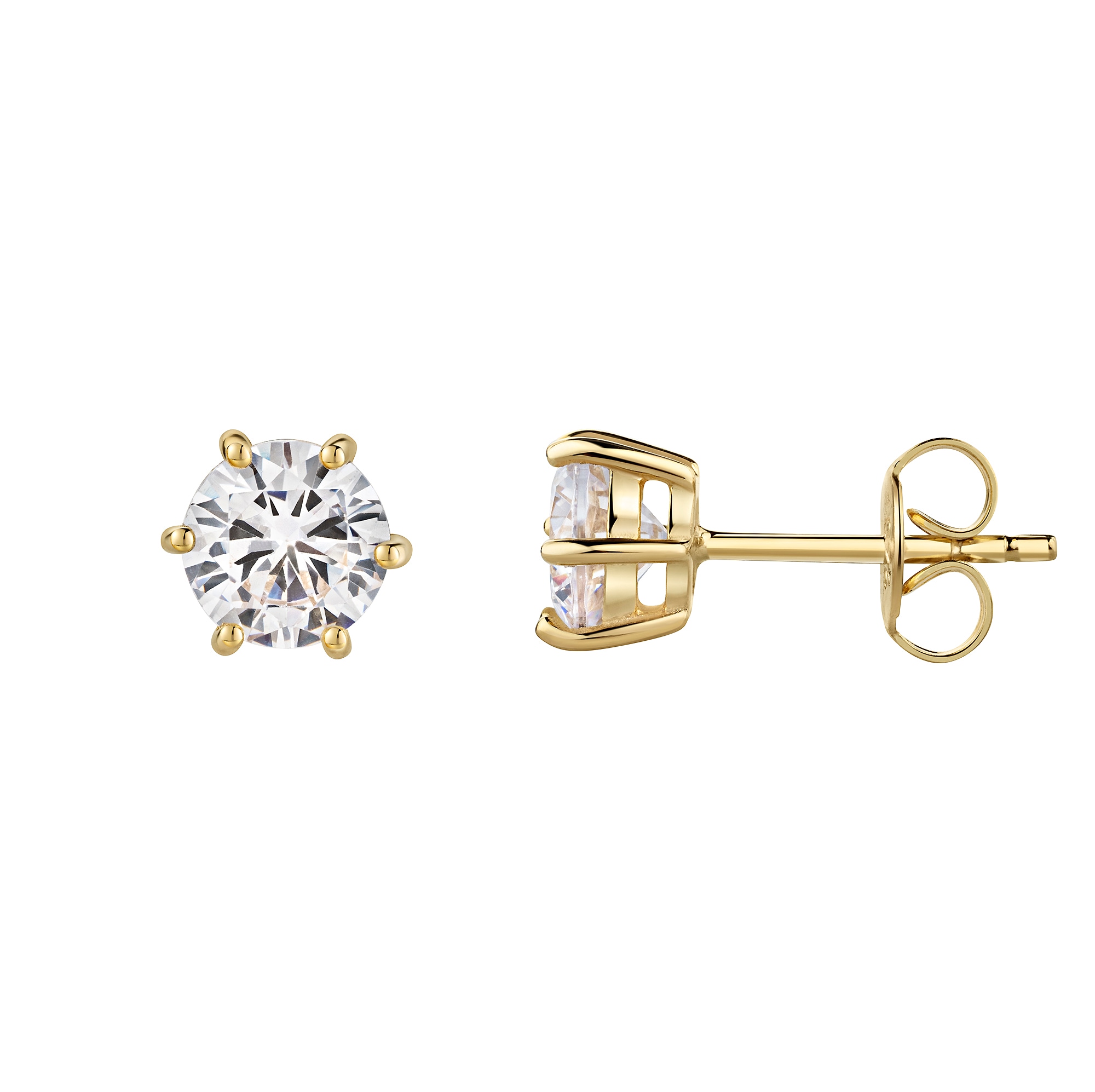 Paar Ohrstecker FIRETTI "Schmuck Geschenk Silber 925 Ohrschmuck Ohrringe Solitär" Gr. 7, gelbgoldfarben, kristallweiß, kristallweiß, Ohrringe, Damen, 7, Silber 925 (Sterlingsilber), mit Zirkonia (synth.)