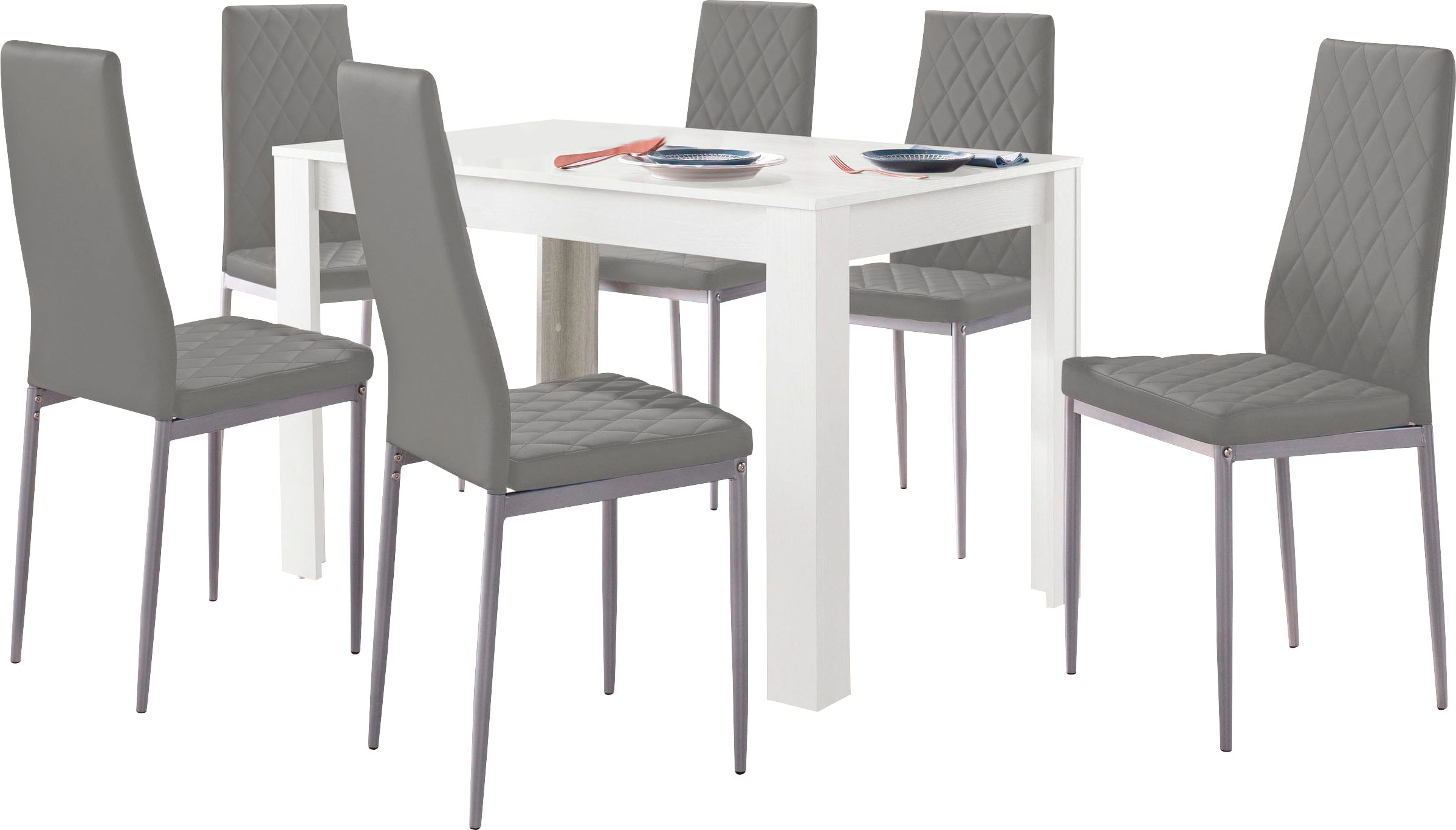 INOSIGN Essgruppe, (Set, 5 tlg.), mit Tisch in Weiß, Breite 120 cm