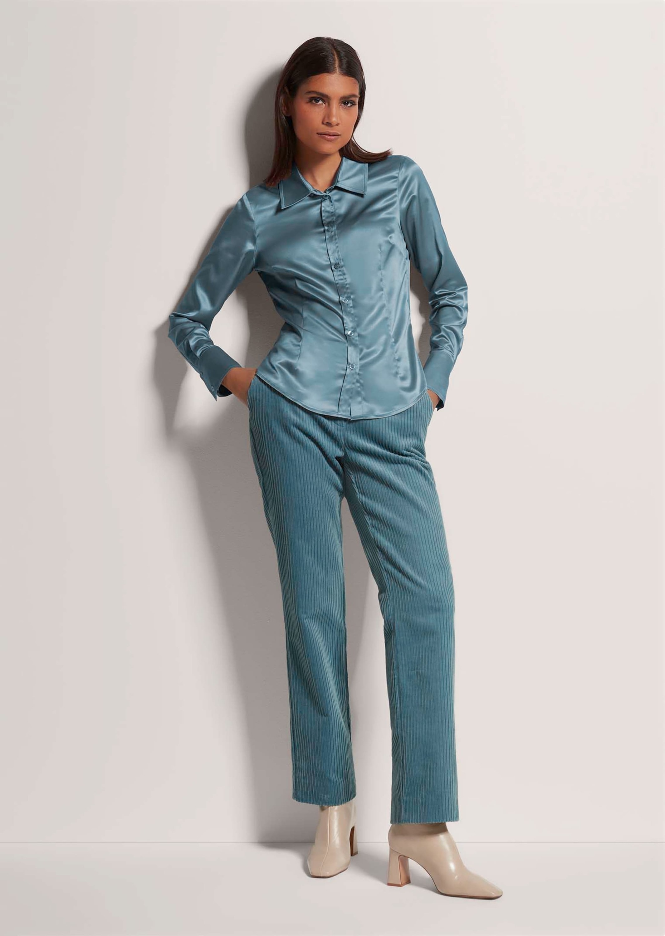 MADELEINE Hemdbluse "Bluse Hemdbluse mit glänzendem Finish" Satinbluse günstig online kaufen