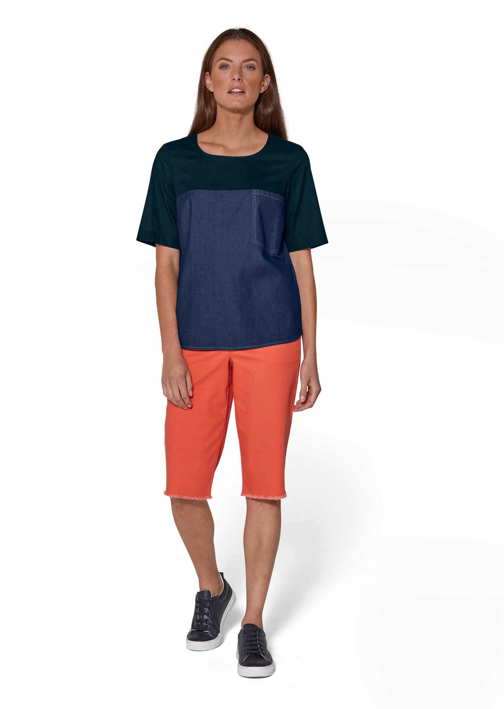 MADELEINE Kurzarmbluse »Blusenshirt Shirt aus Denim und Jersey«