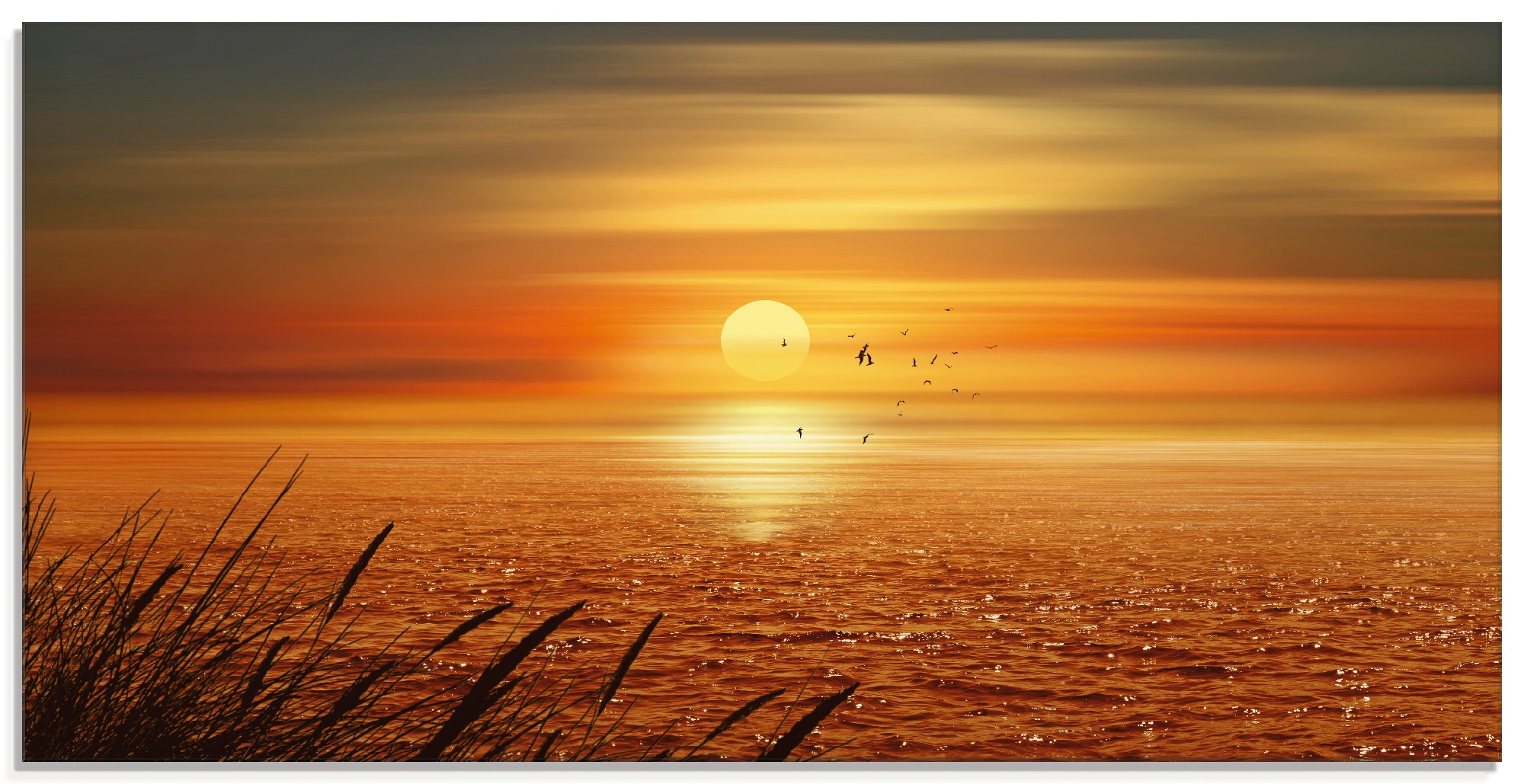 Glasbild »Sonnenuntergang über dem Meer«, Sonnenaufgang & -untergang, (1 St.), in...