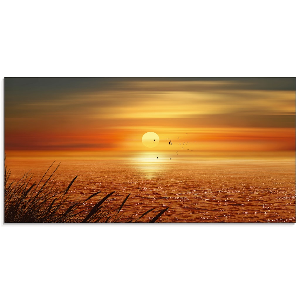 Artland Glasbild »Sonnenuntergang über dem Meer«, Sonnenaufgang & -untergang, (1 St.), in verschiedenen Größen