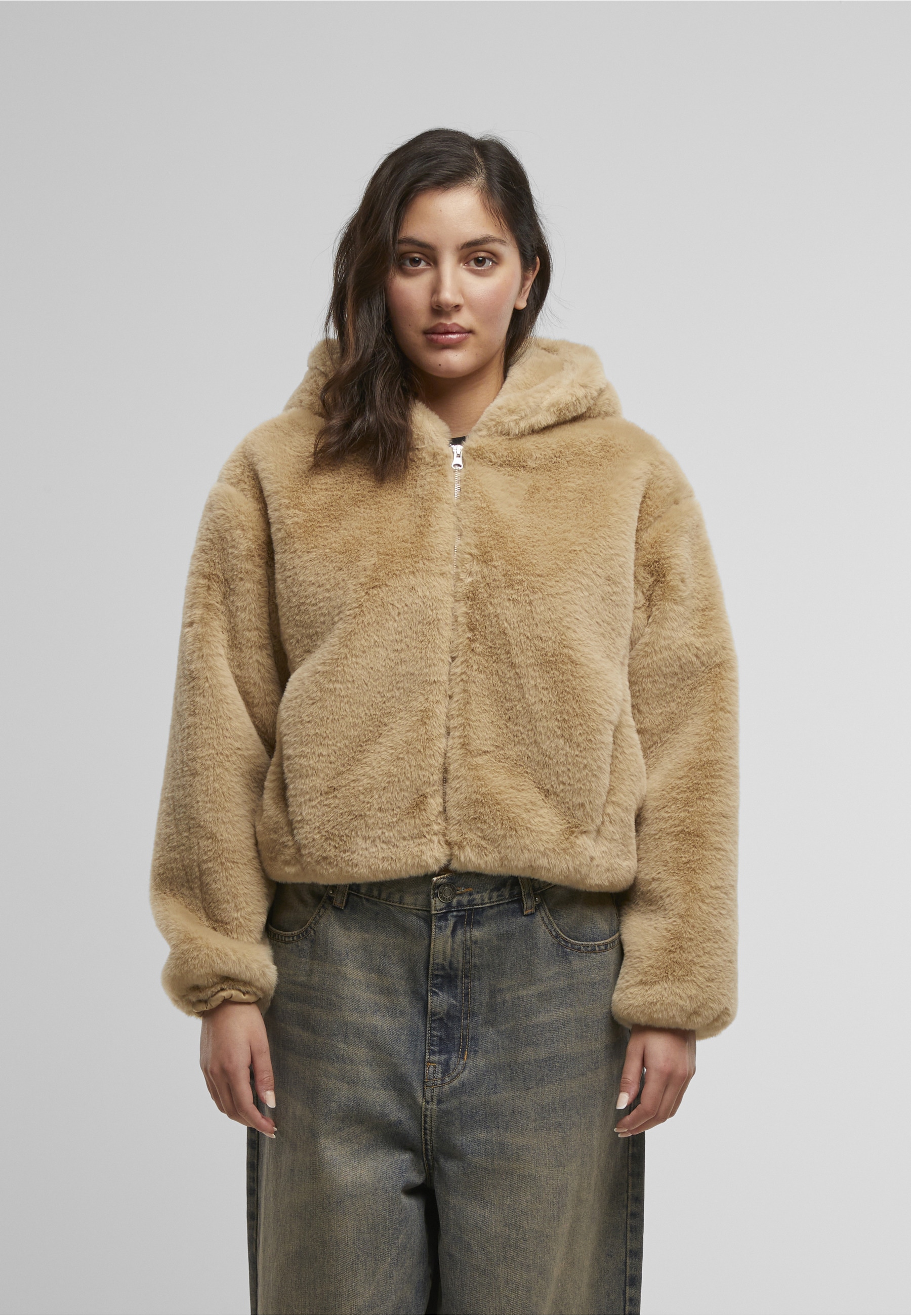 URBAN CLASSICS Sweatjacke »Urban Classics Ladies Full Zip Faux Fur Hoodie«