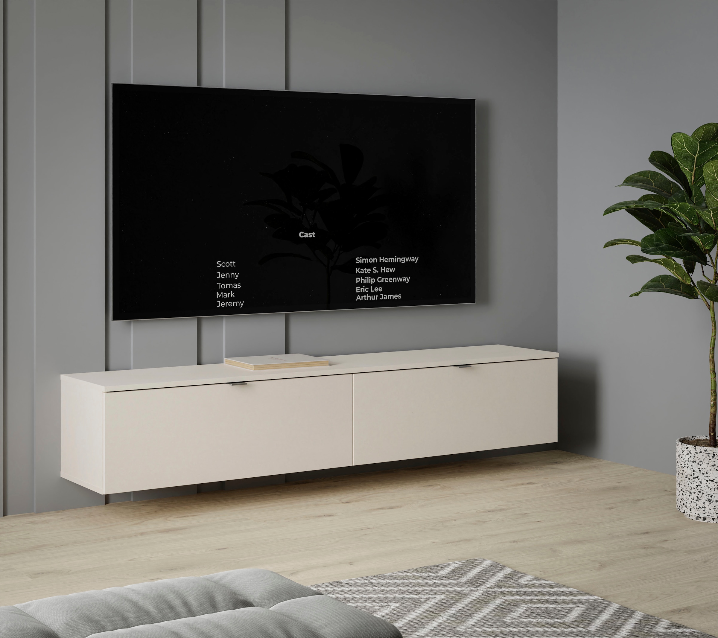 FORTE Lowboard »LibertadTV-Board, TV-Schrank«, großes TV Board, erweiterbar, Wandmontage, Metallgriff