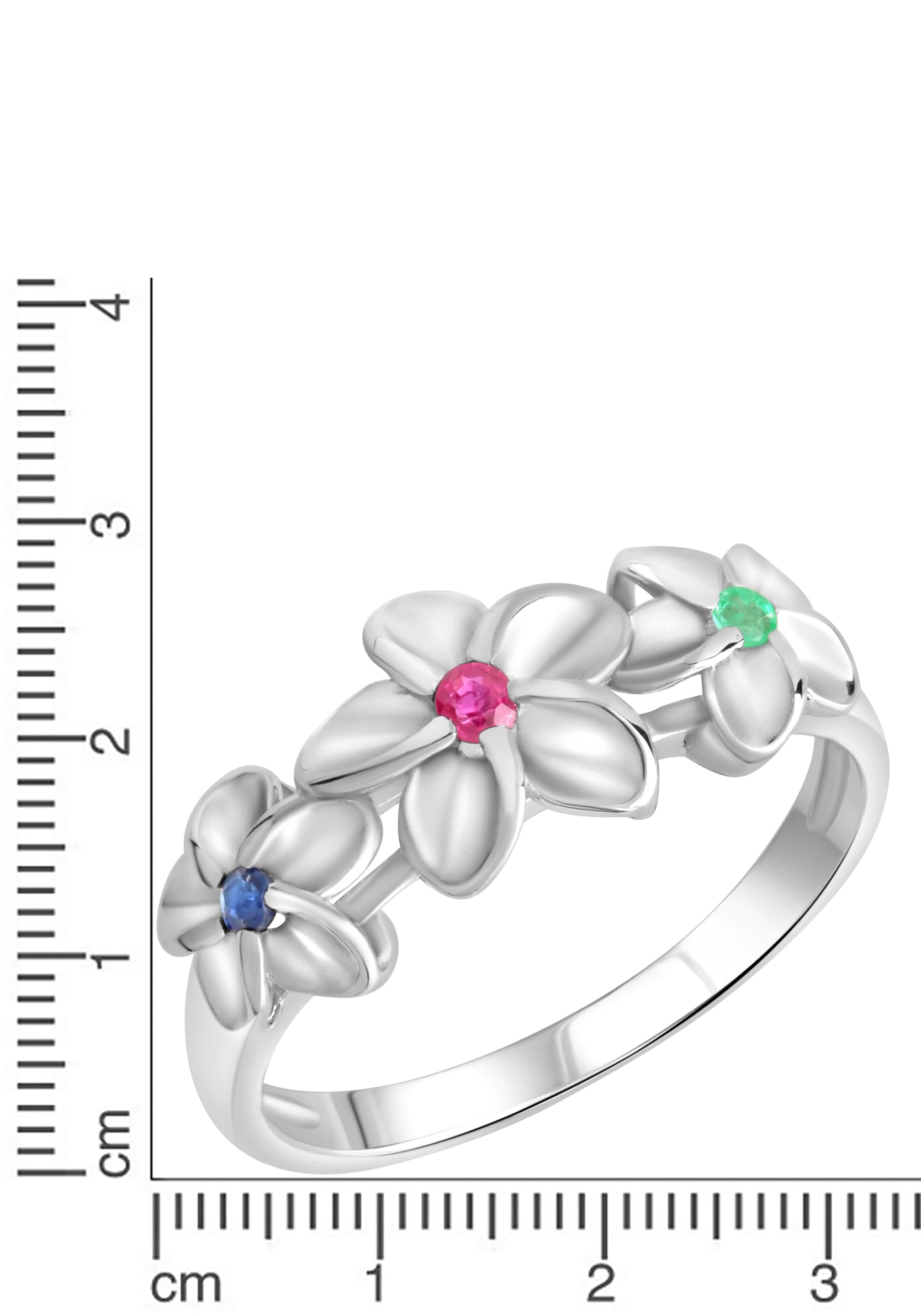 Firetti Fingerring »Schmuck Geschenk Silber 925 Silberring Blüten«, mit Rubin, Saphir, Smaragd