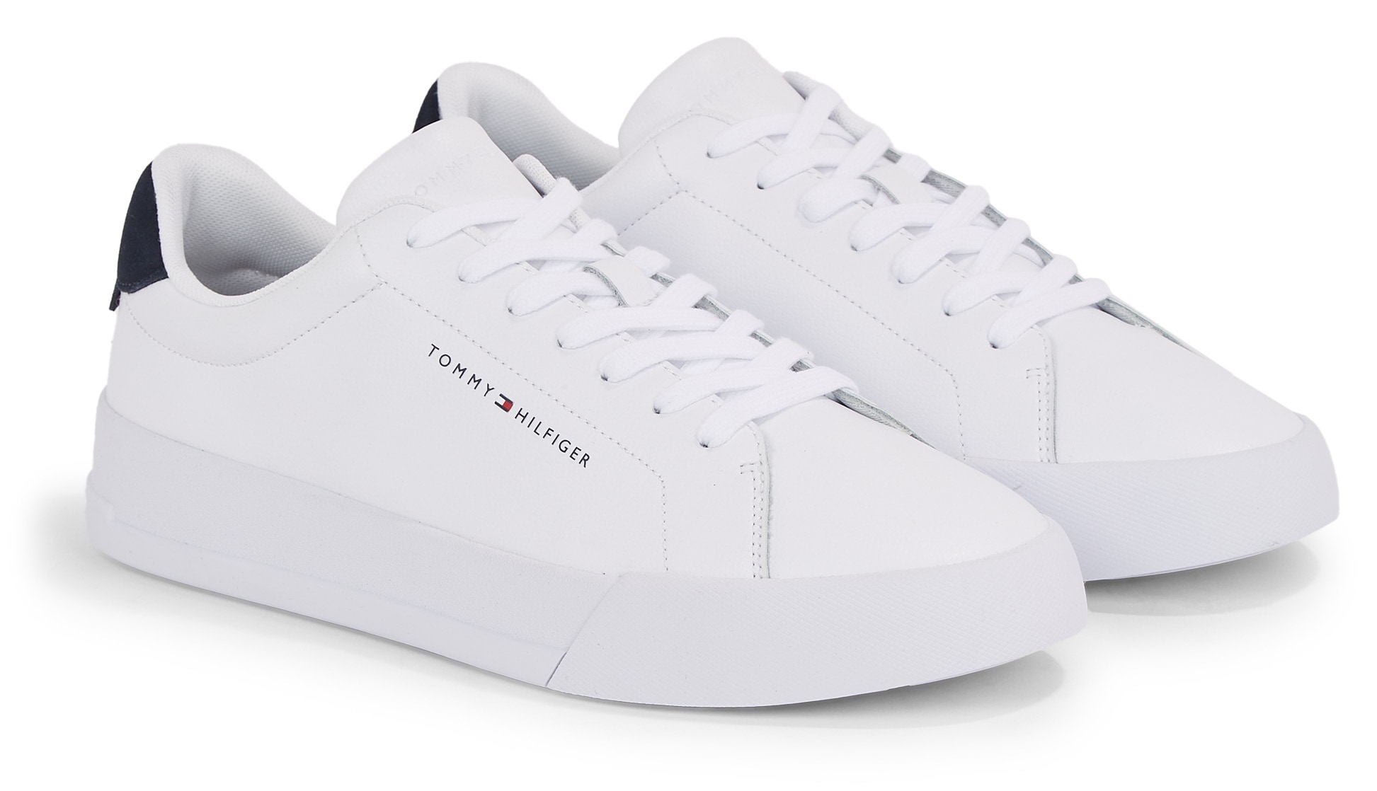 Tommy Hilfiger Plateausneaker »TH COURT LEATHER GRAIN ESS«, Freizeitschuh, Halbschuh, Schnürschuh mit Logoschriftzug