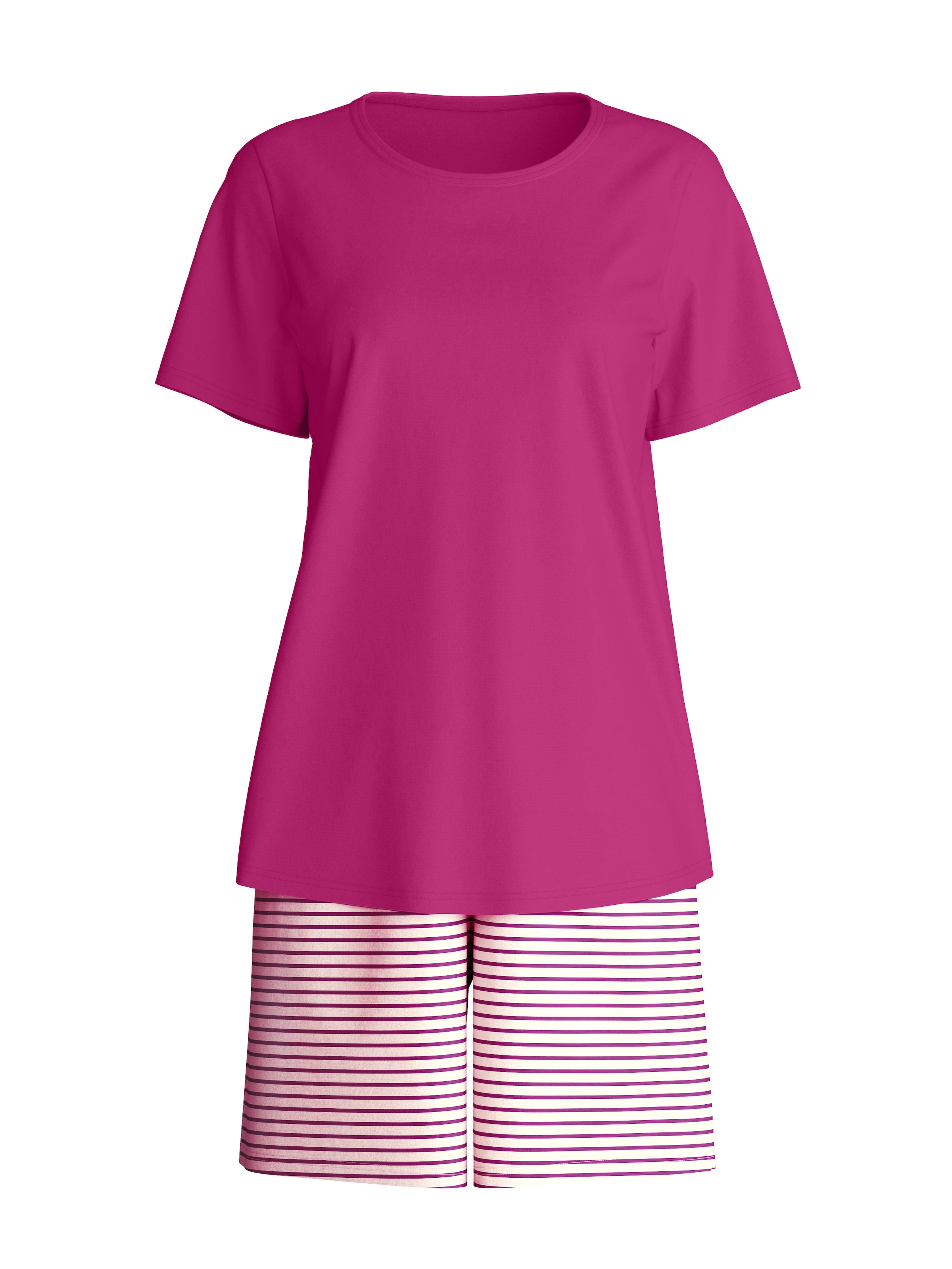 CALIDA Shorty 2 mit Rundhalsausschnitt, Hose mit Streifen
