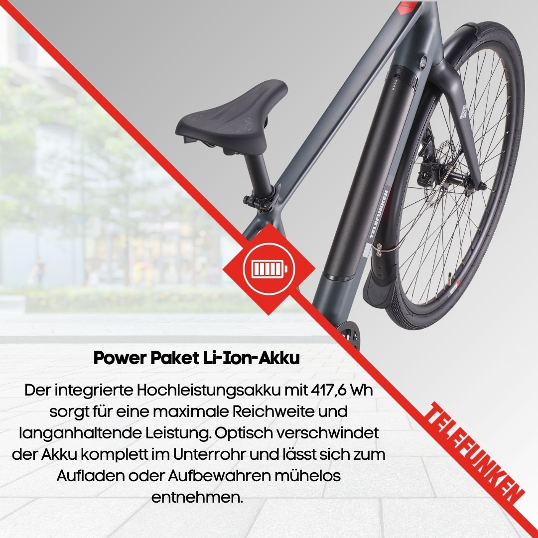 Telefunken E-Bike »UH210 Herren«, 7 Gang, Shimano, Heckmotor 250 W, (28 Zoll, Straßenzulassung, Drehmomentsensor), Pedelec, Elektrofahrrad für Herren, Urbanbike