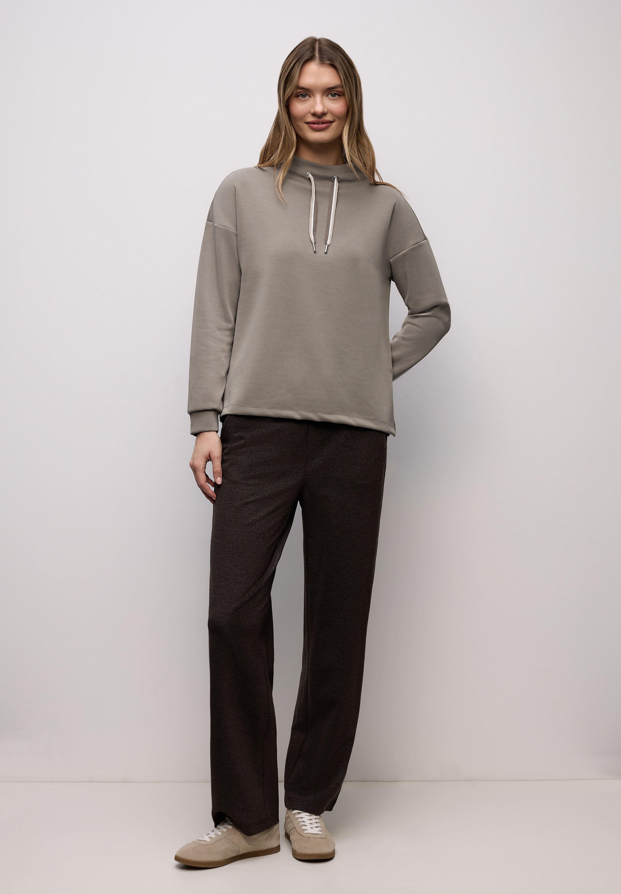 STREET ONE Langarmshirt mit Kordelzug und Schleife