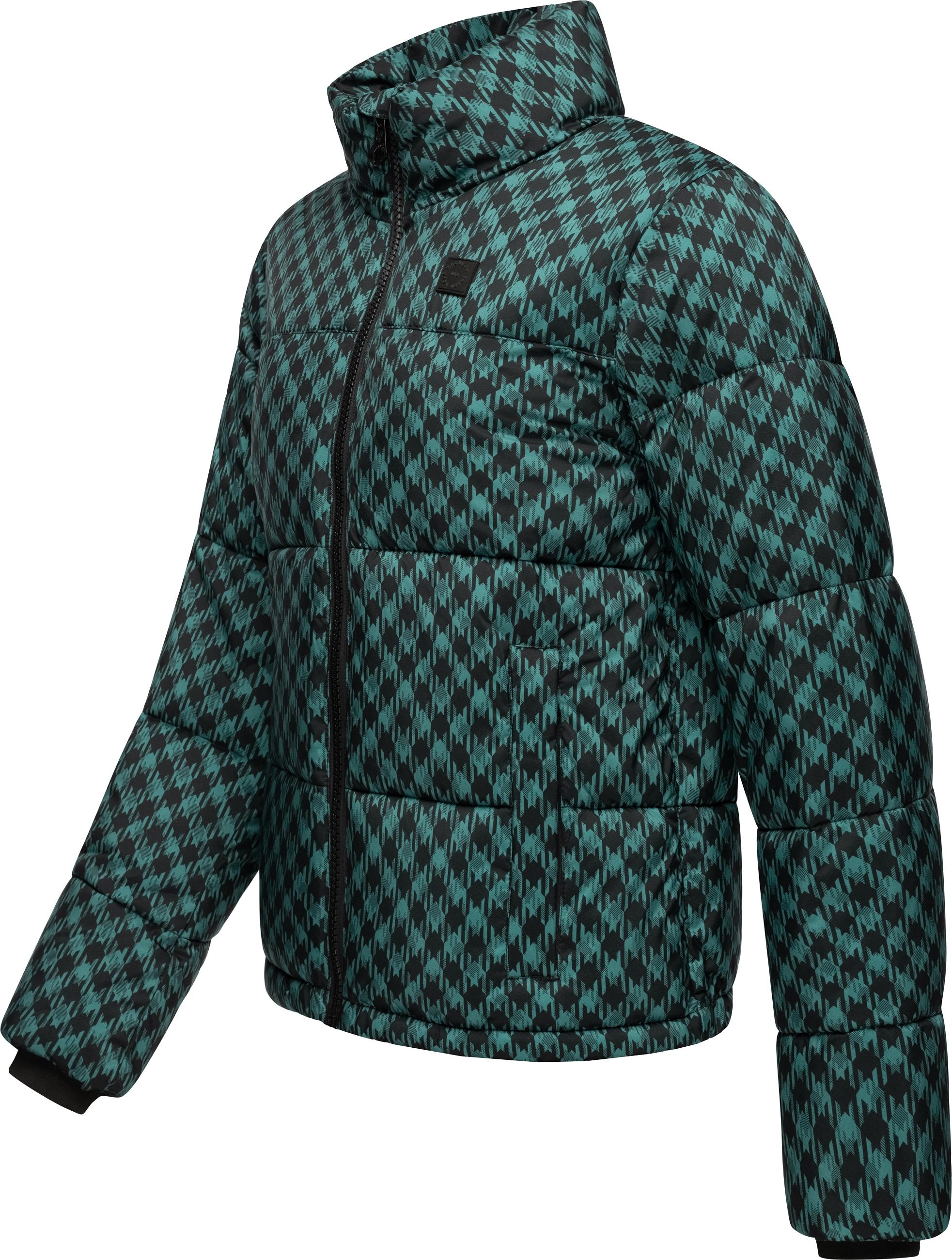 Ragwear Winterjacke »Serah Print«, ohne Kapuze, wasserdichte Winter Steppjacke mit Hahnentritt Muster