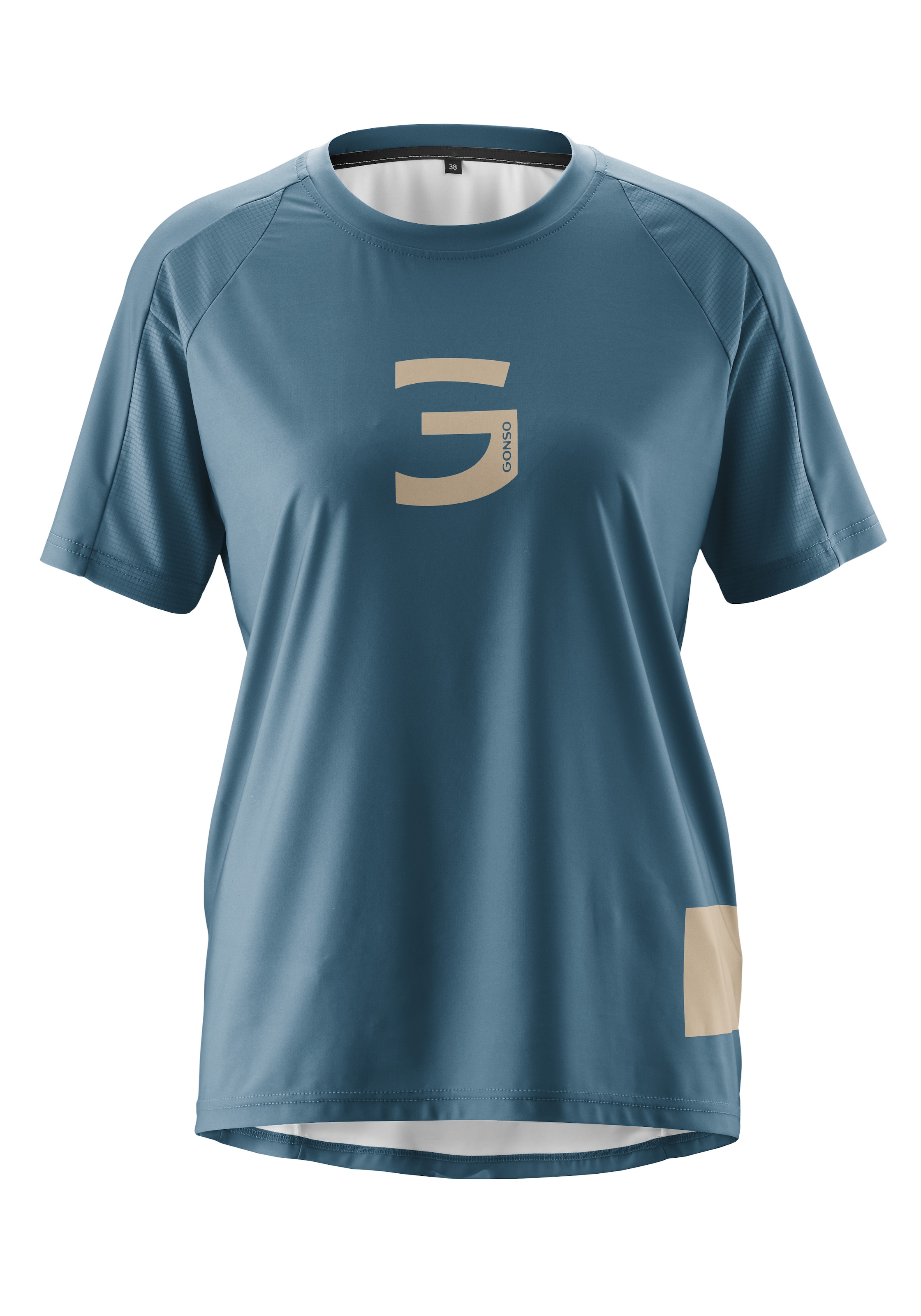 Radtrikot GONSO "Trail Jersey W", Gr. 36, saphirblau, 88% Polyester, 12% Elasthan, Rundhals, Trikots, Damen Fahrradtrikot, leichtes u. atmungsaktives Trikot, ideal für MTB