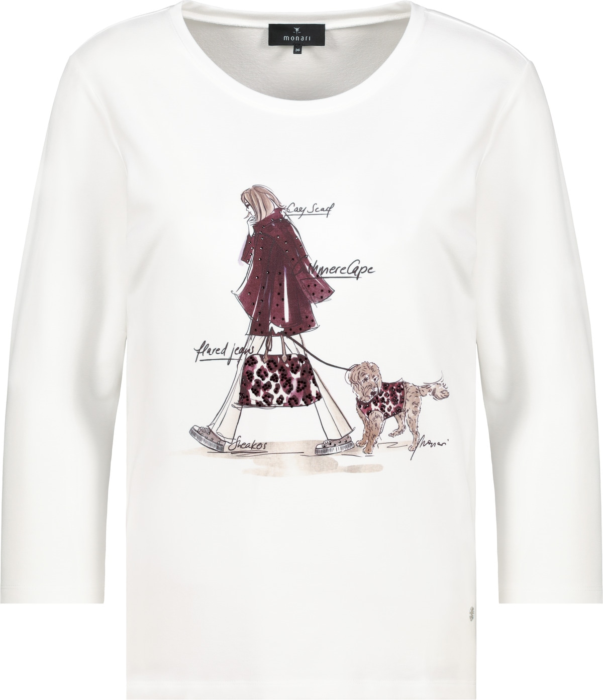 Monari 3/4-Arm-Shirt »Shirt Frau + Hund«, Regular fit mit Rundhalsausschnitt