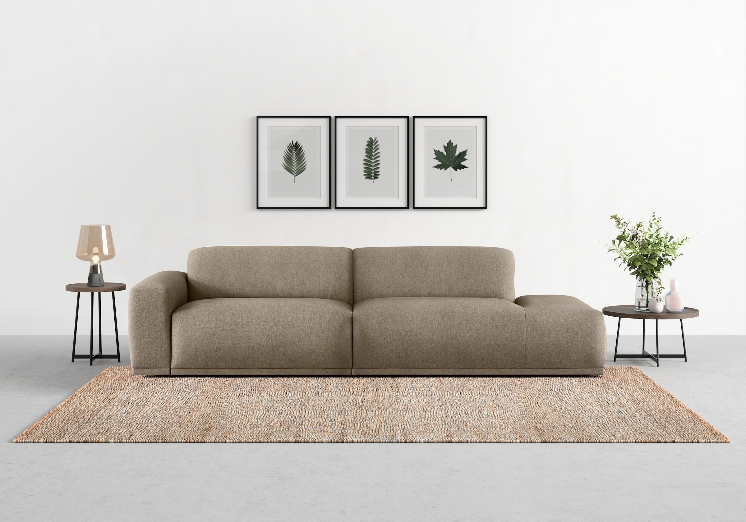 TRENDMANUFAKTUR Big-Sofa "Braga, mit hochwertigem Kaltschaum, Megasofa, Japandi-Design" modernes Big-Sofa, Couch mit hohem Sitzkomfort, 277/72/107 cm (B/H/T)