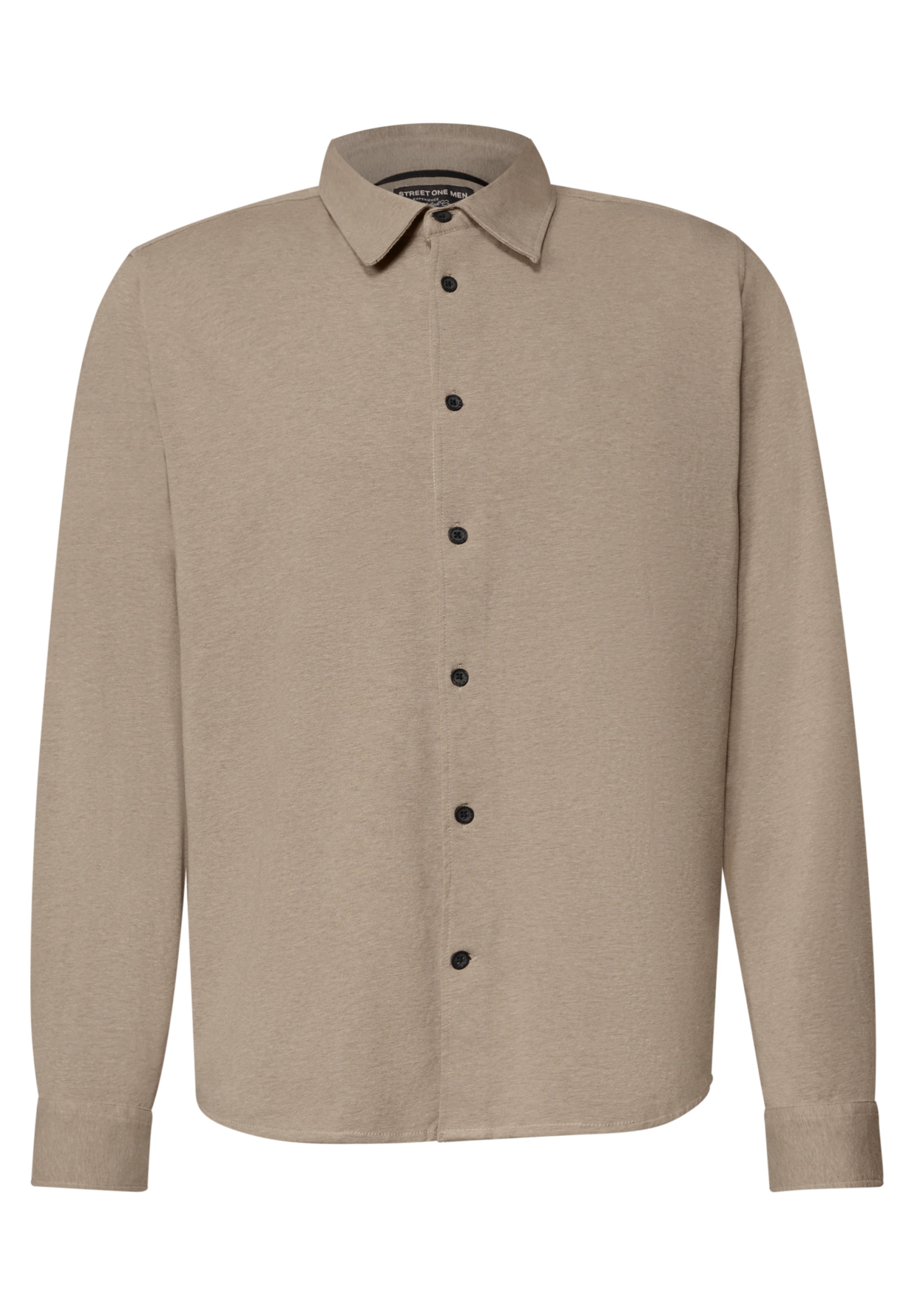 STREET ONE MEN Langarmhemd aus Jersey in Unifarbe