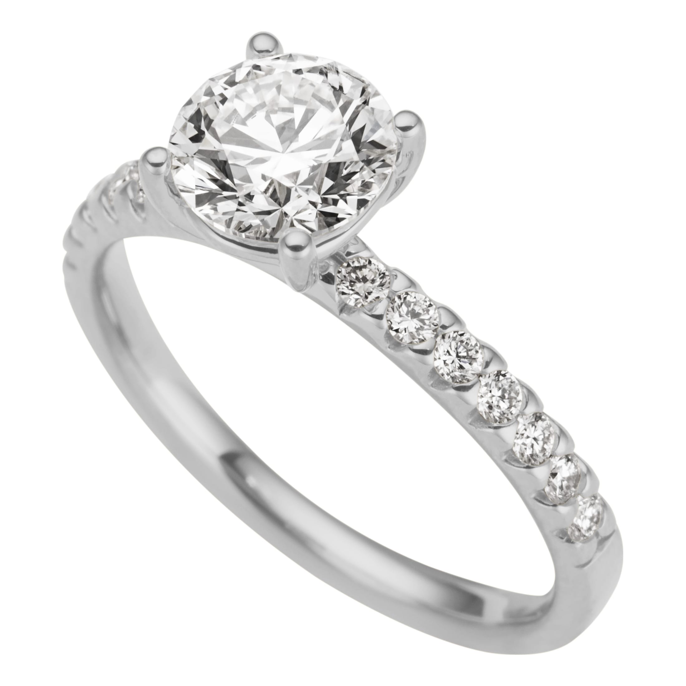 Goldring FIRETTI "Schmuck Geschenk Gold 333 Vorsteckring Verlobung Solitär Lab Grown" Gr. 16, weißgoldfarben, Fingerringe, Damen, 16, 1,24 VS = sehr kleine Einschlüsse, Diamanten Weißgold 333, 1,95mm, Diamanten, Weißgold 333, Goldring, mit Brillanten