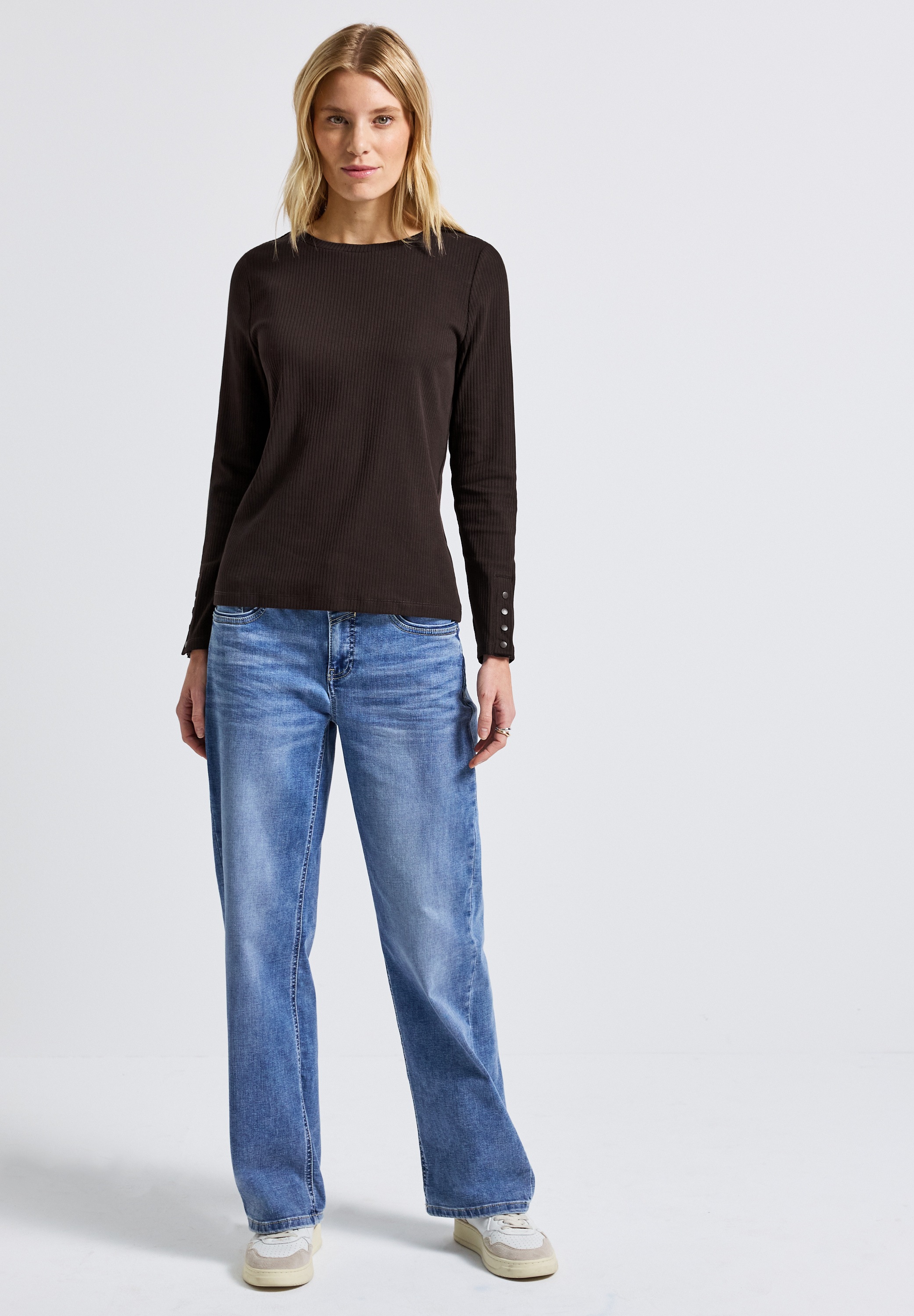 STREET ONE Langarmshirt, aus Baumwolle mit Stretchante