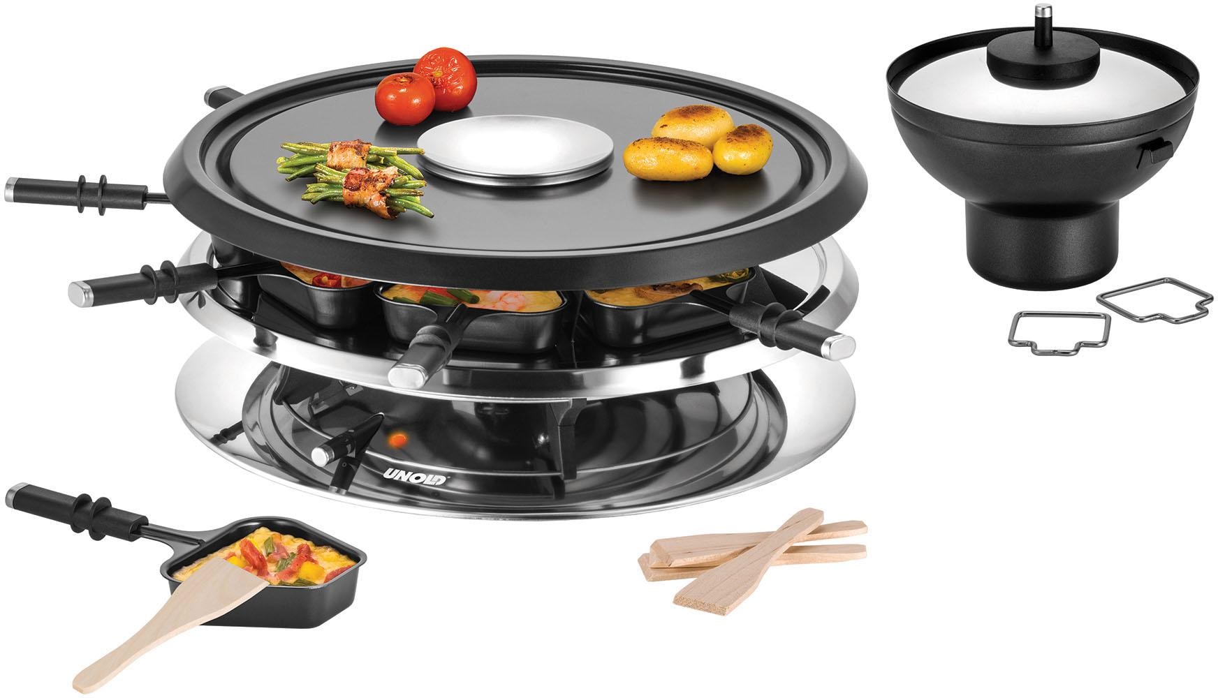 Unold Raclette und Fondue-Set »Multi 4 in 1 - 48726«, 8 St. Raclettepfännchen, 1300 W