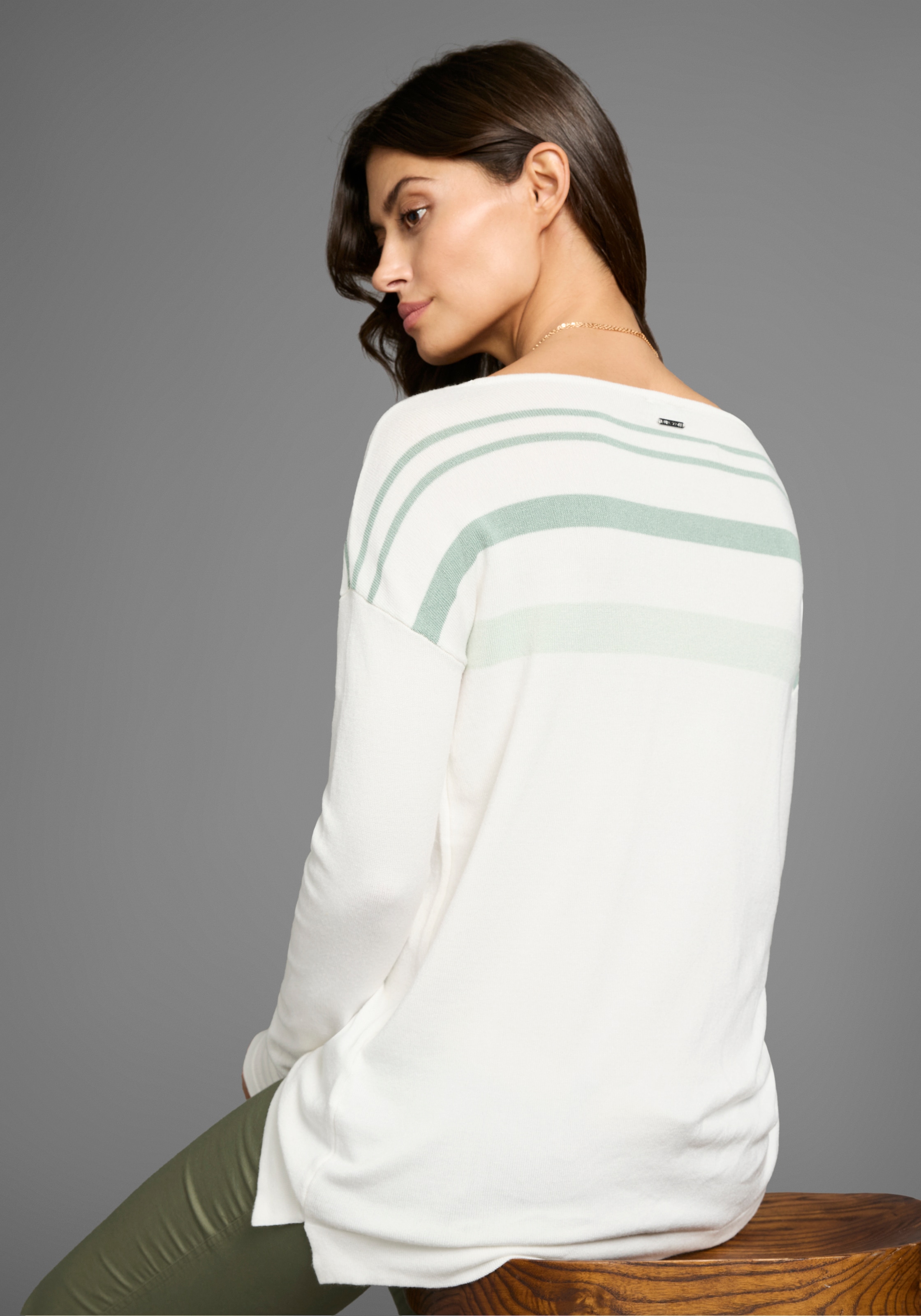 Laura Scott Strickpullover, in Streifen-Design mit Glitzersteinen